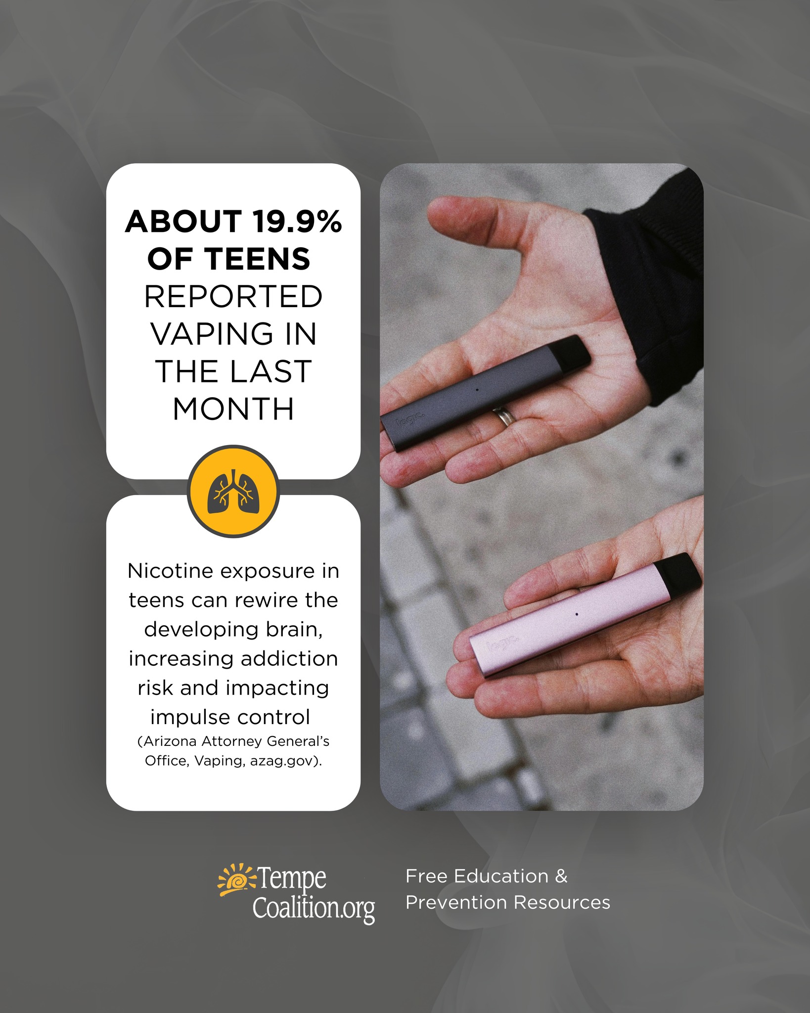 Tempe - 🚨 Even though the legal age to buy vapes is 21, about 17.2% of ...