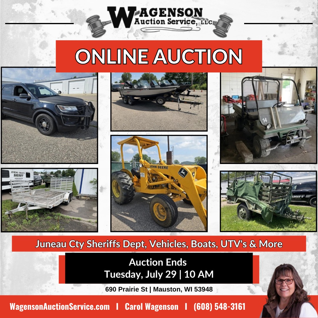 🚔 AUCTION ALERT – Juneau... - Wagenson Auction Service, LLC | Facebook