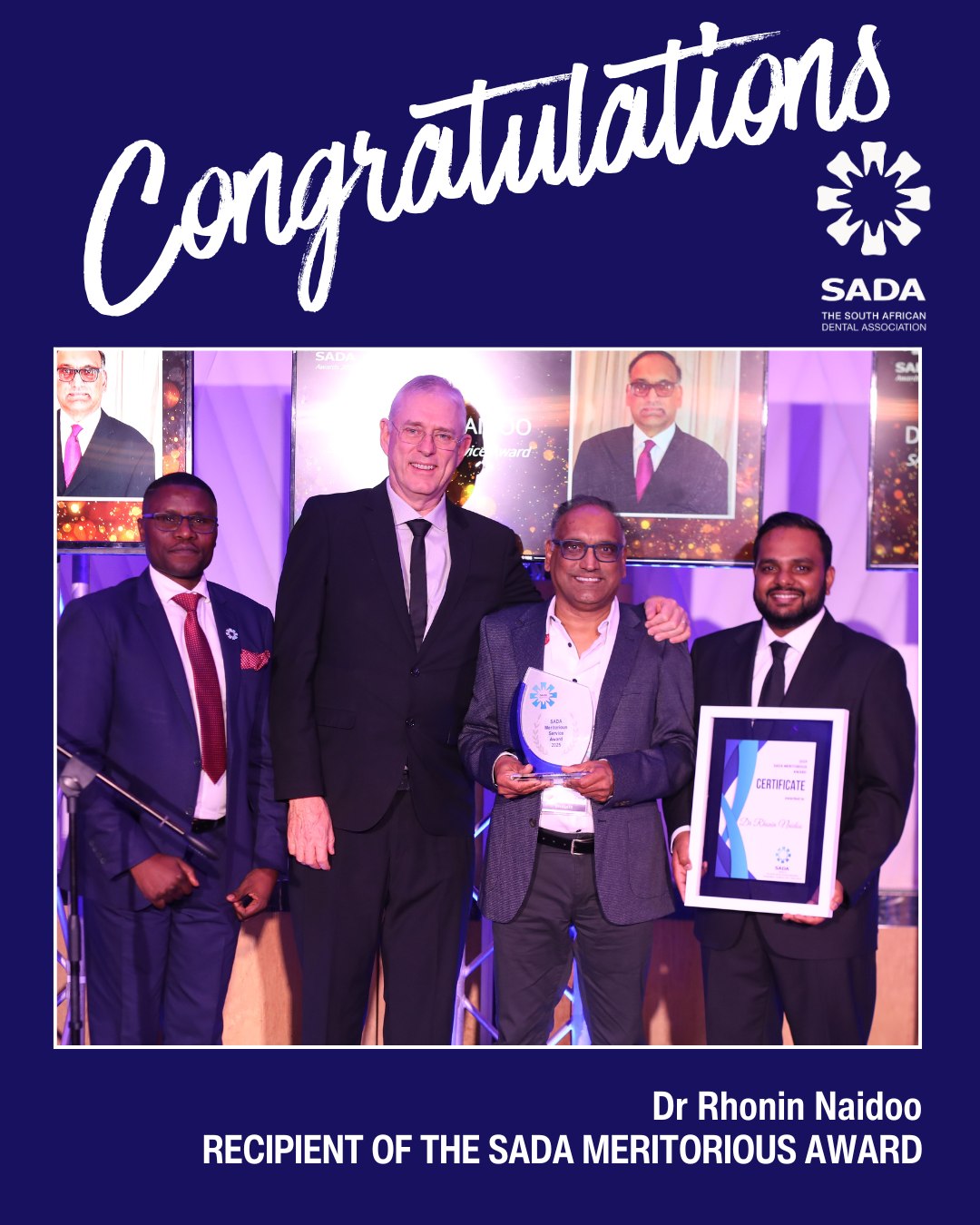 The South - Congratulations to SADA Meritorious Award recipient Dr ...
