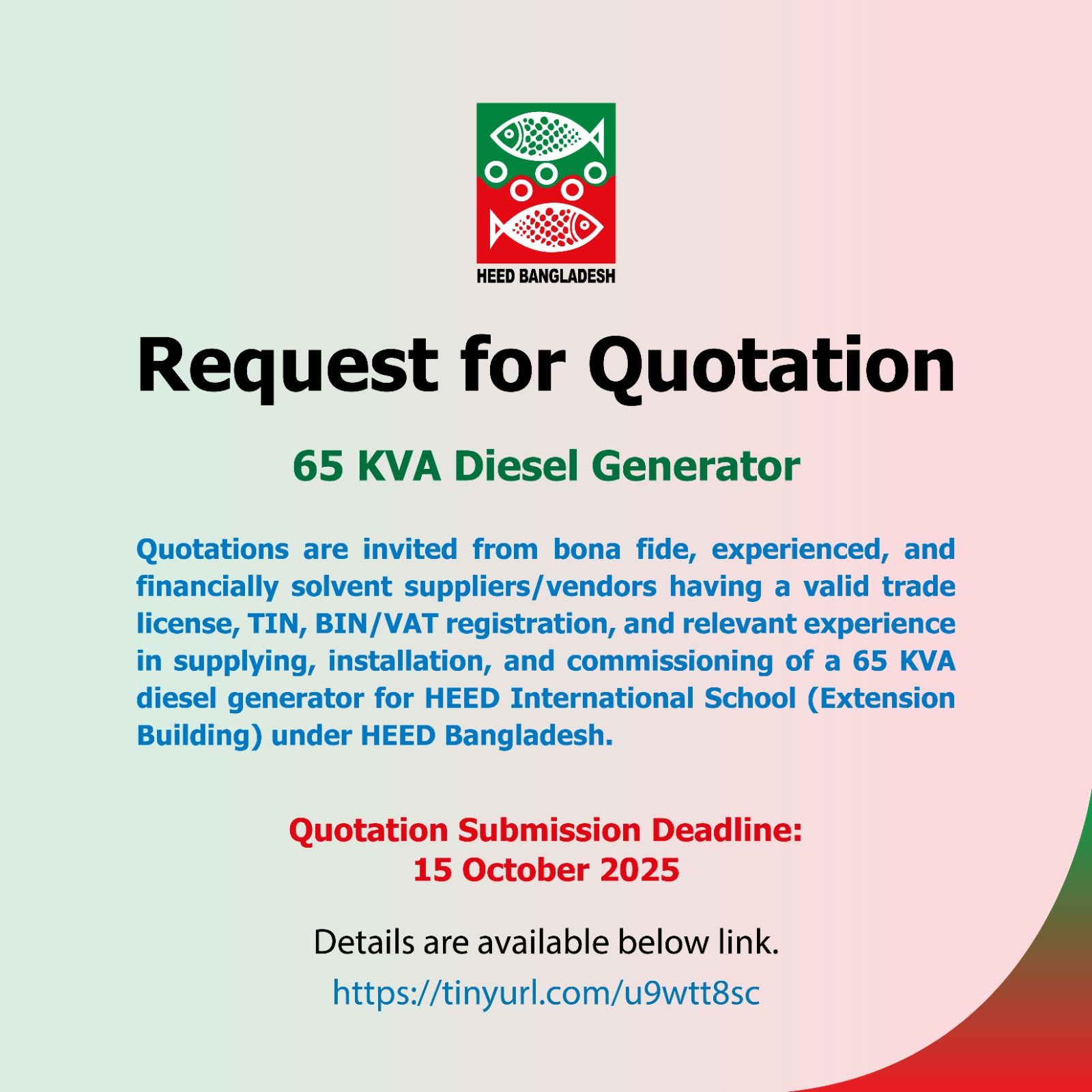 HEED Bangladesh - ** Request for Quotation ** Please Click... | Facebook