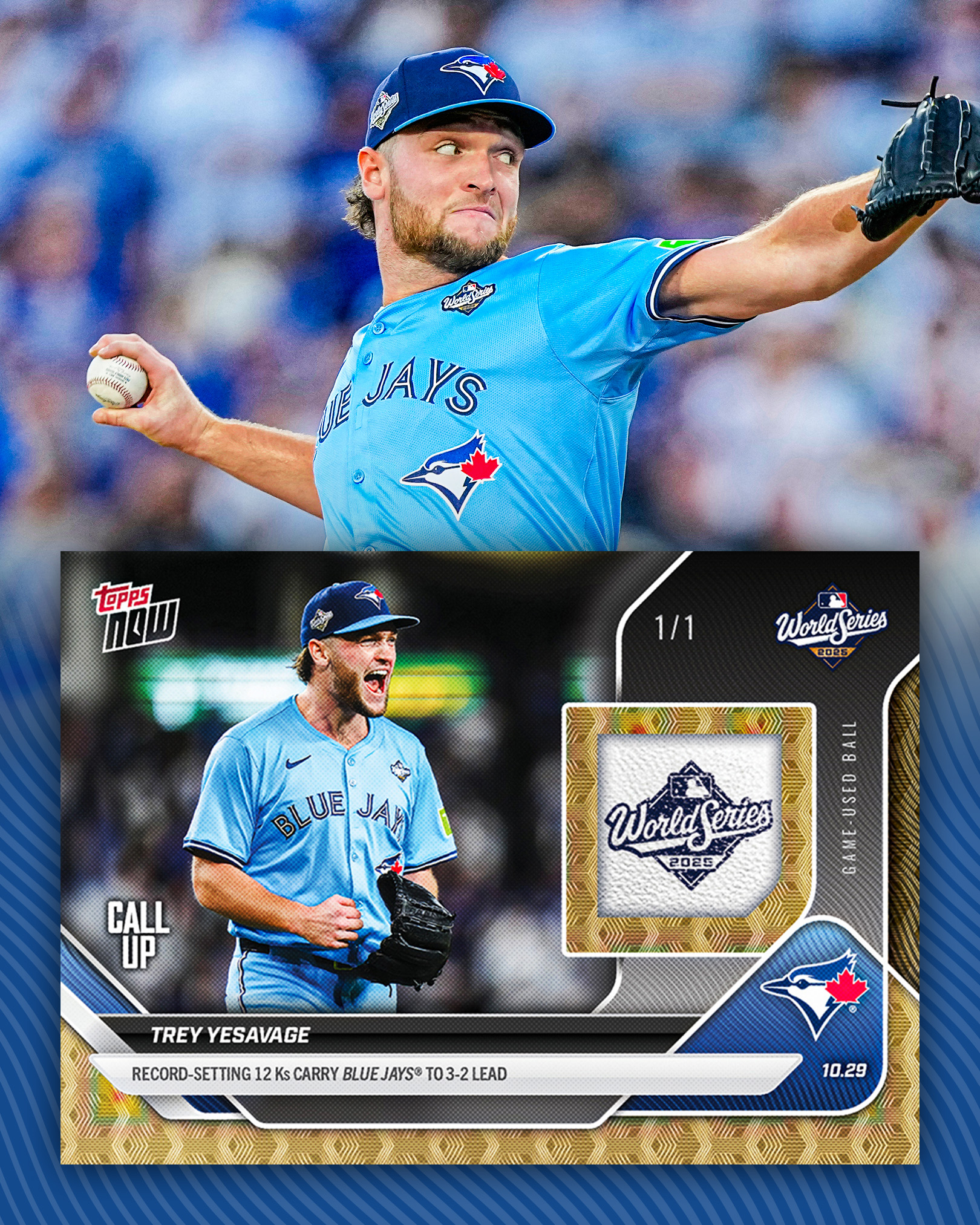 Topps - A baseball pitched by Trey Yesavage in his UNREAL 12 