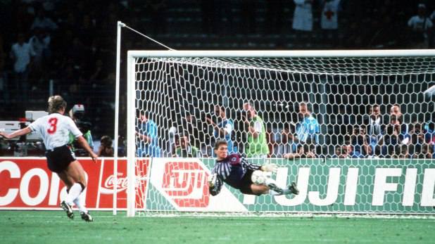 Stuart Pearce's penalty kick saved in Italia '90