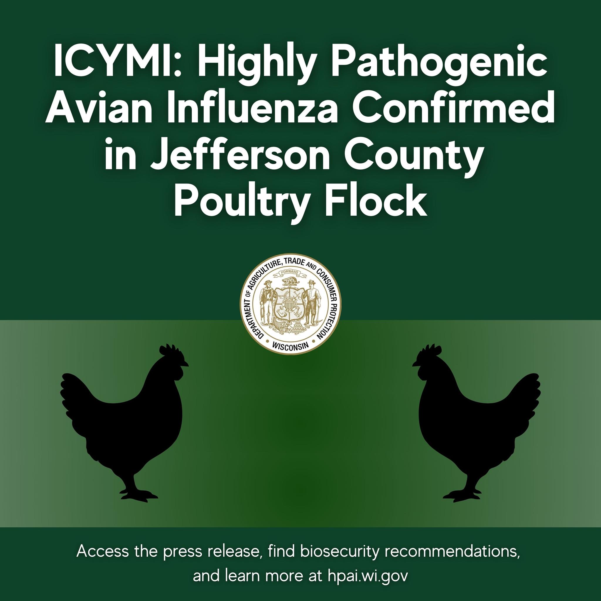 ICYMI: DATCP has identified a case of highly pathogenic avian influenza ...