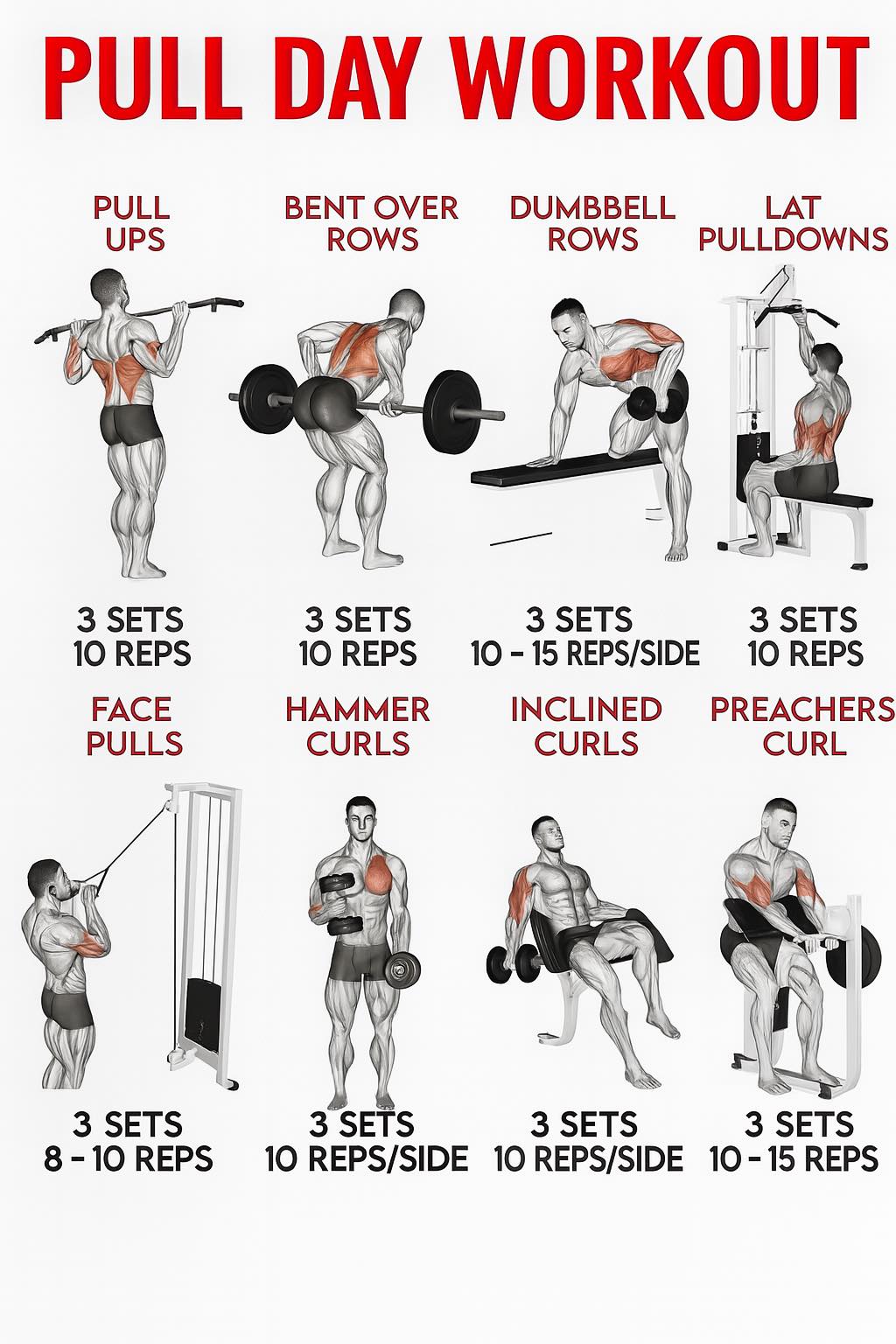 Pull Day 💪🏻 - Gym workout chart | Facebook