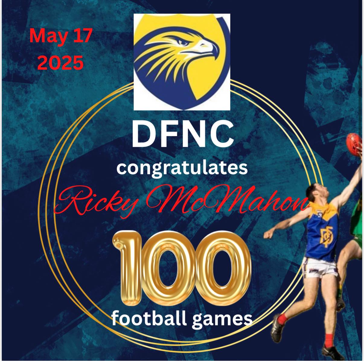 Dunolly - And on the oval … congratulations Ricky McMahon on 100 games ...