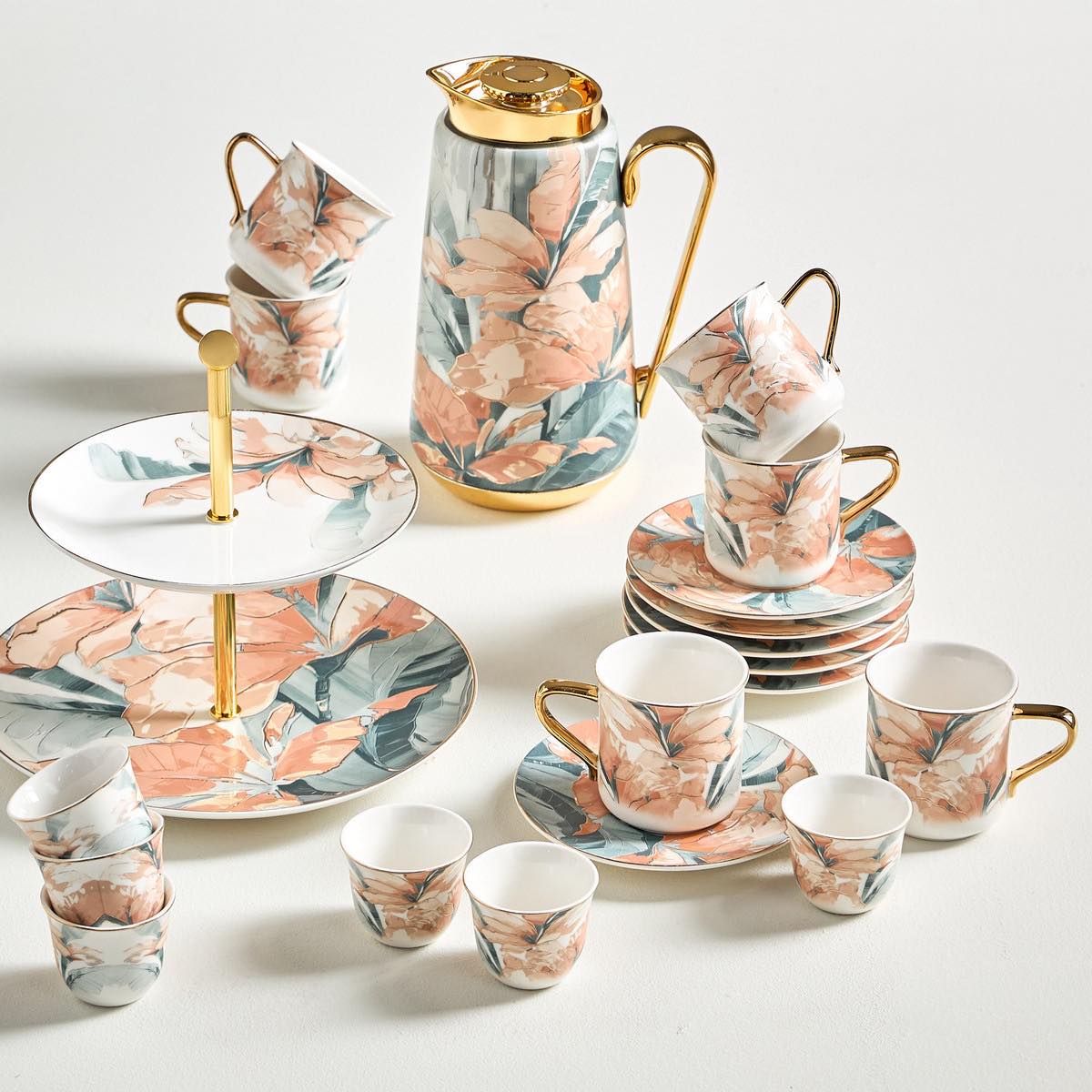 90s tea set 12-Piece New Bone China Tea Set 200 ml🩷