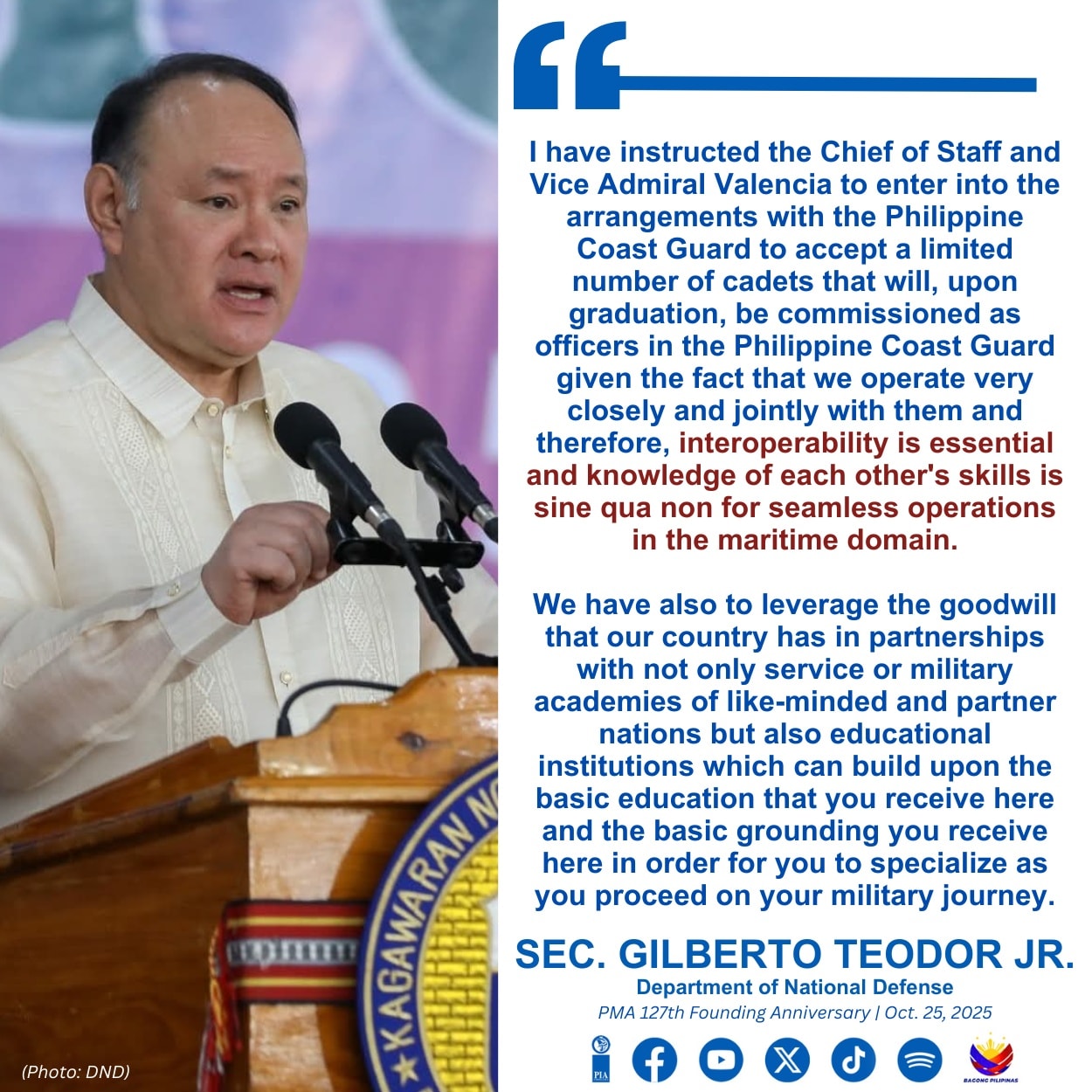 Philippine - Defense Secretary Gilberto Teodoro Jr. emphasizes the ...