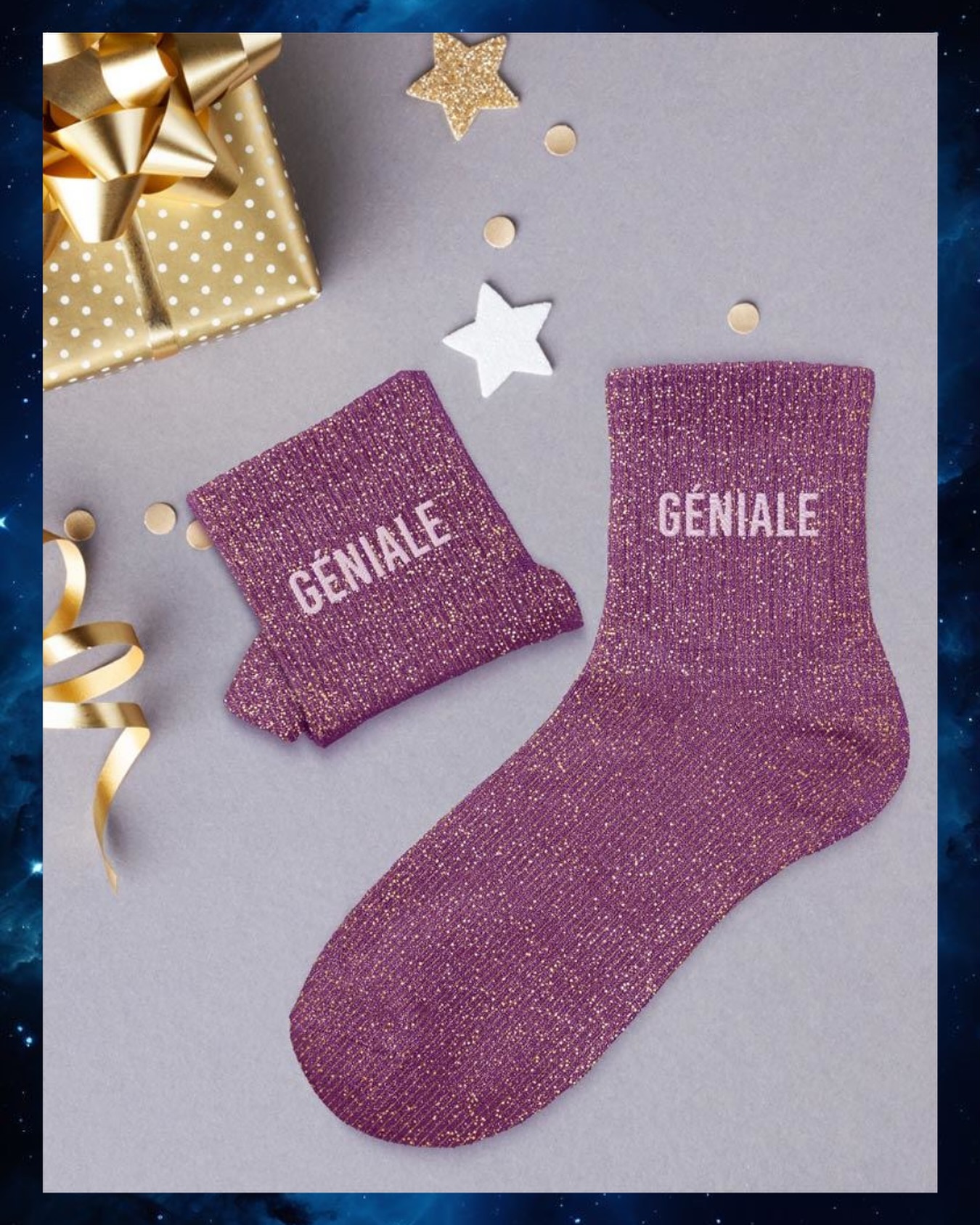 Chaussettes à Paillettes Curieuse - Taille M, 100% Coton, Multicolore, Fun Et Confortables