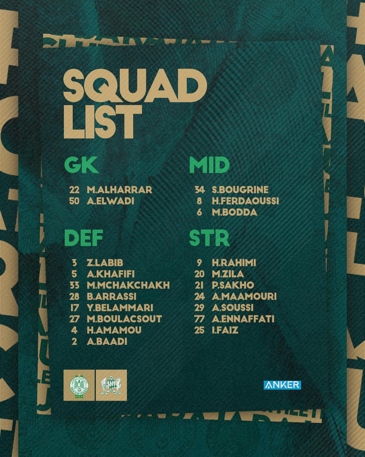 Raja - 🚨 #SquadList Here are the players available for tonight’s # ...