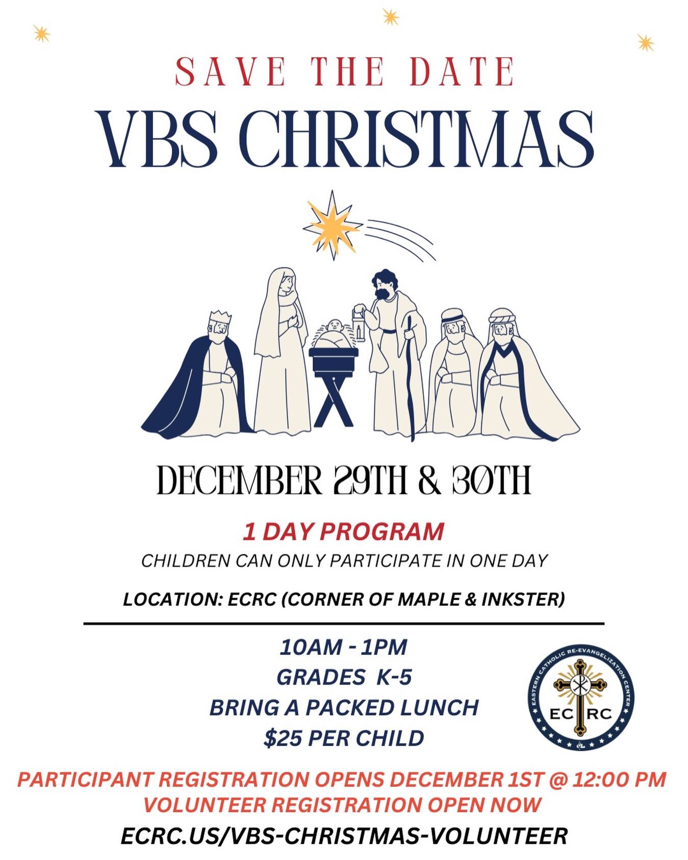 ECRC - Save the Date! VBS Christmas is happening December 29th & 30th ...