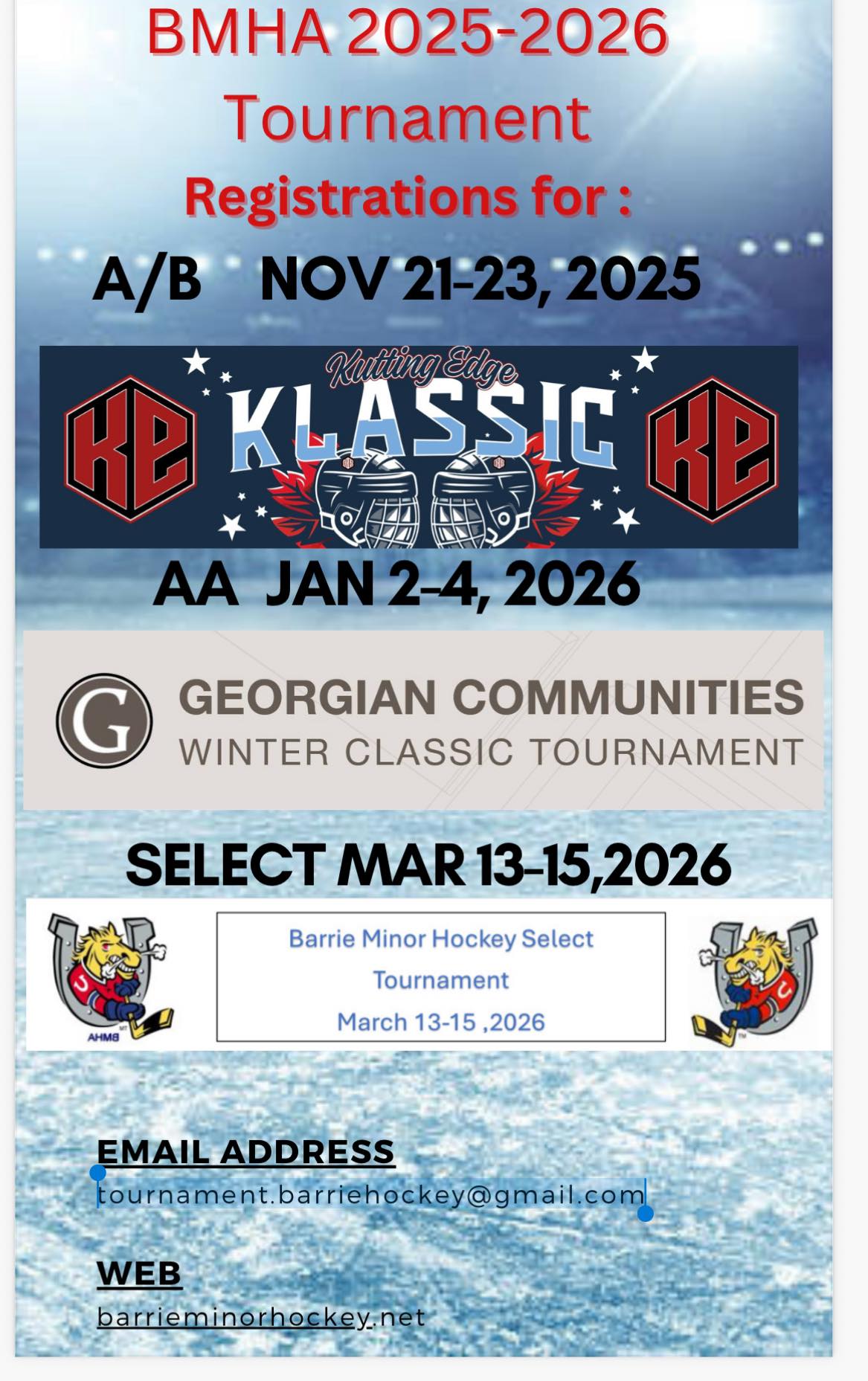 Barrie - 2025-26 Season BMHA Tournaments Released! A/B - November 21-23 ...
