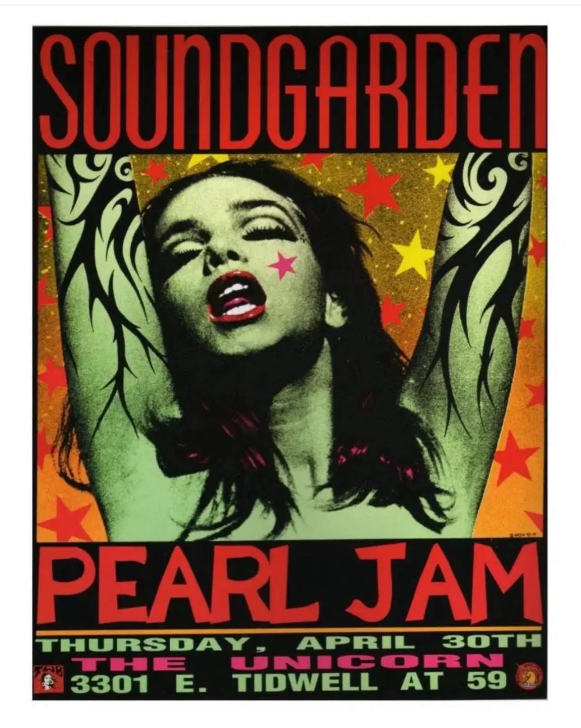 Poster: Pearl Jam & Soundgarden, at The Unicorn, Houston, Texas