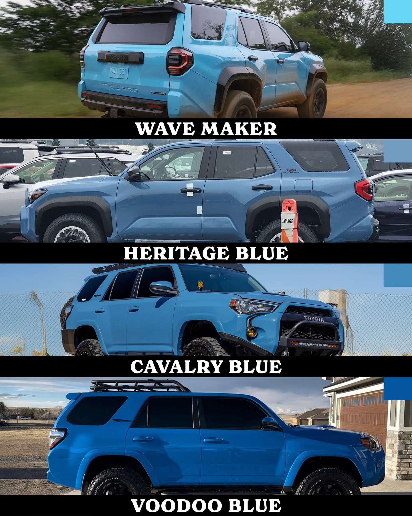 Battle of the Blues… which of these 4 Toyota Blues do you think is 