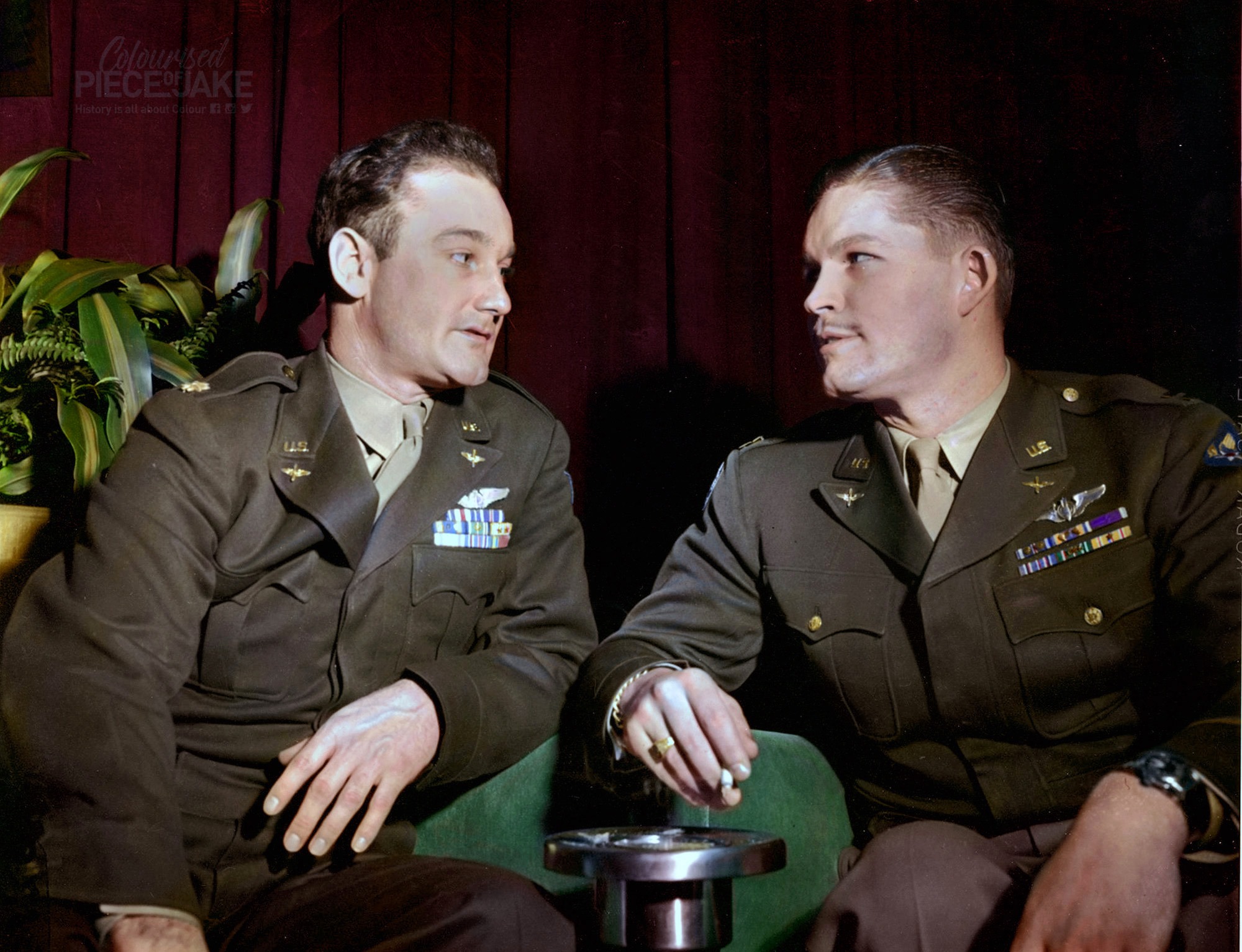 Ww2colourised - Maj. Thomas Ferebee, left, of Mocksville, N.C., and ...