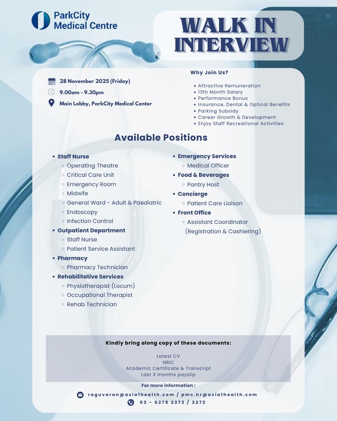 ParkCity - 🚨 Walk-In Interview – ParkCity Medical Centre 🚨 Ready to ...