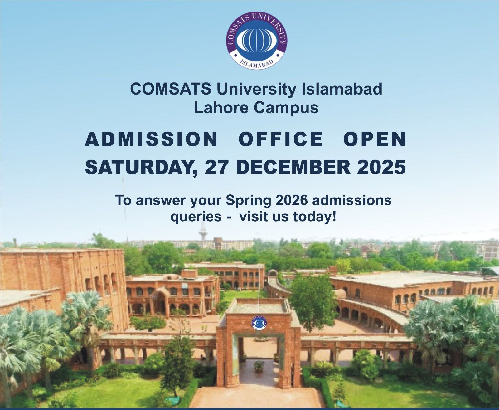 COMSATS - Attention candidates!!! Admission Office, COMSATS Lahore ...