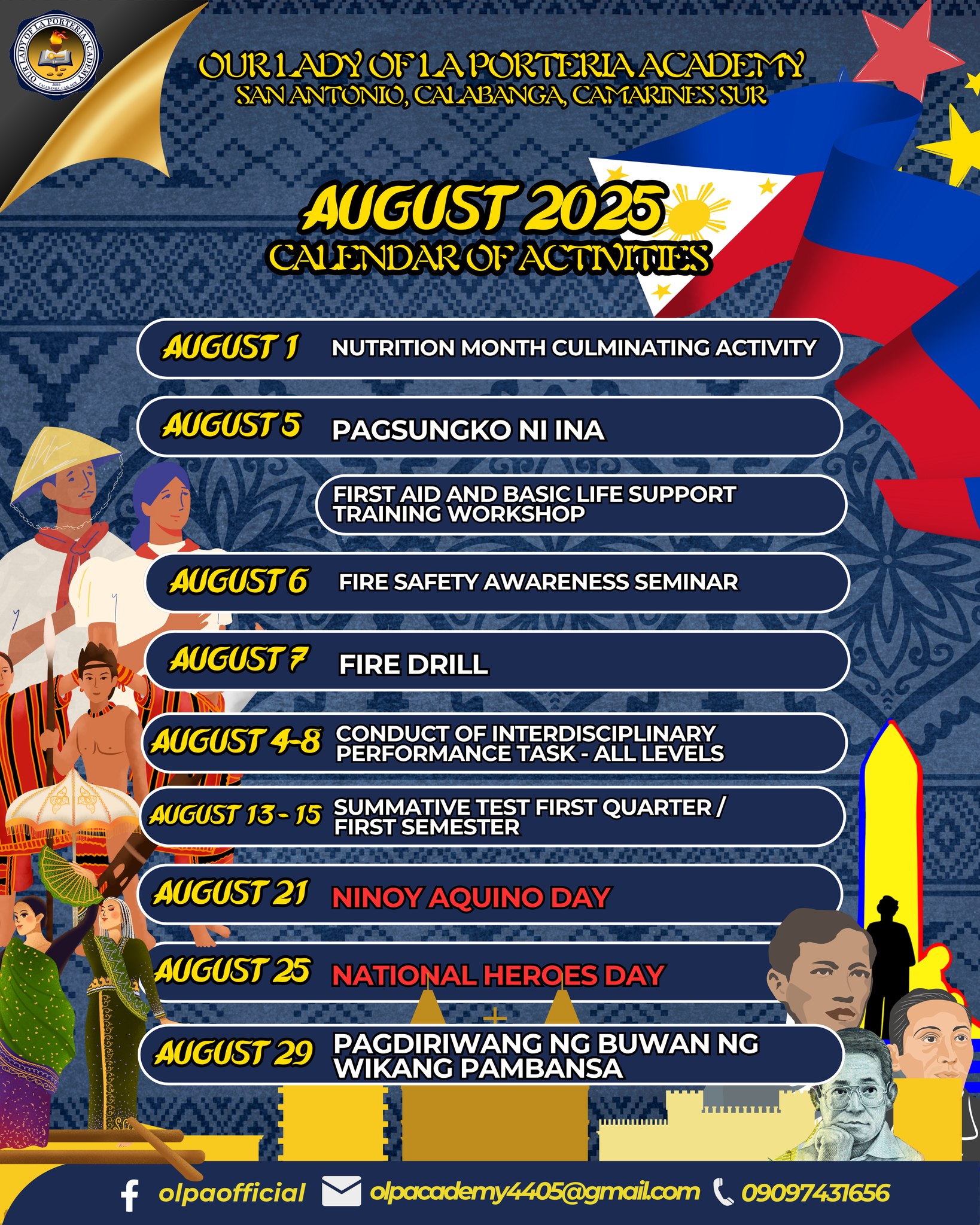 Our - 📣 OLPA AUGUST 2025 SCHEDULE OF ACTIVITIES 📍 August 1 Nutrition ...