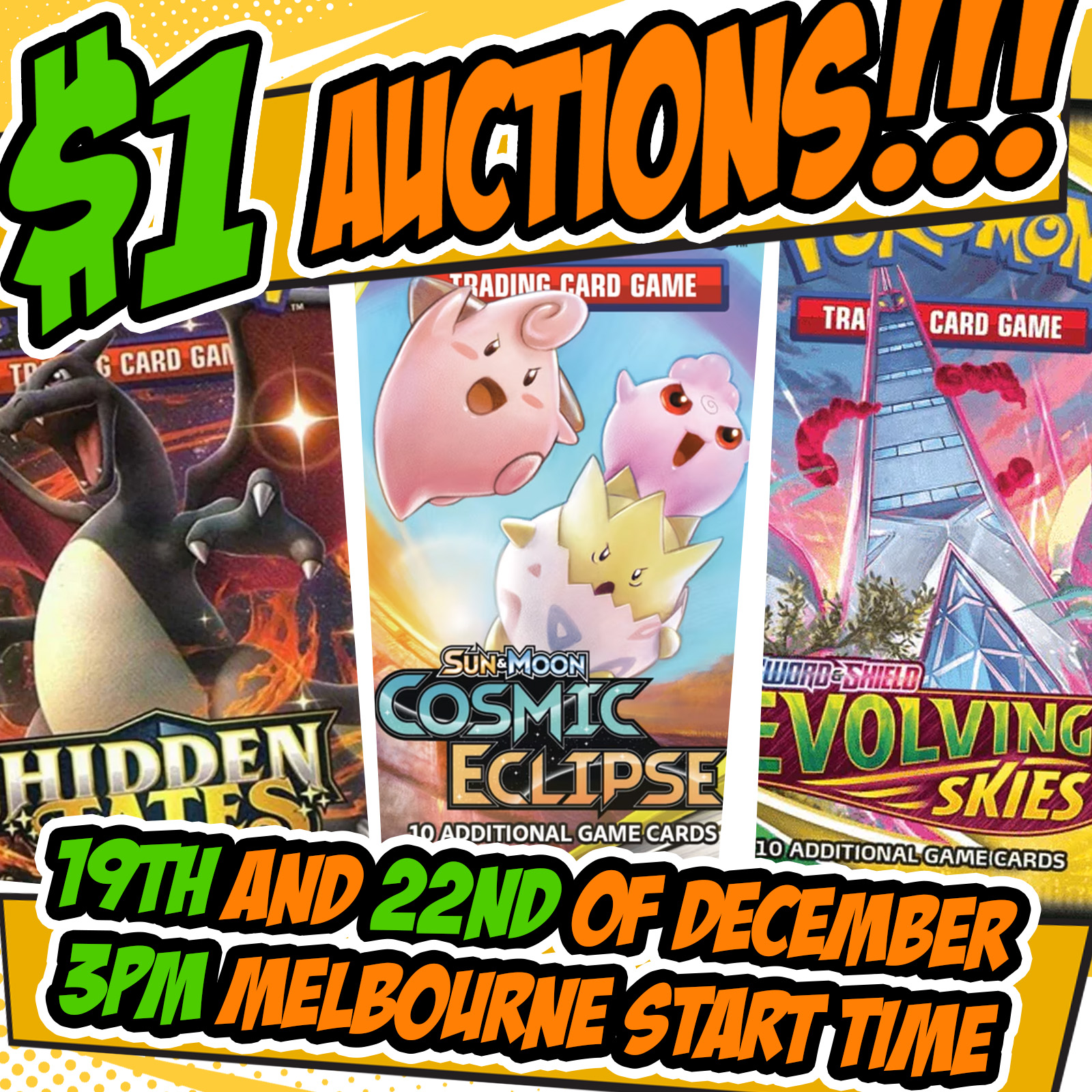 $1 AUCTIONS!!! We're going LIVE on eBay with $1 starting auctions on Pokémon  TCG cards! Jump into the stream, place your bids, and see what you can  score starting from just $1