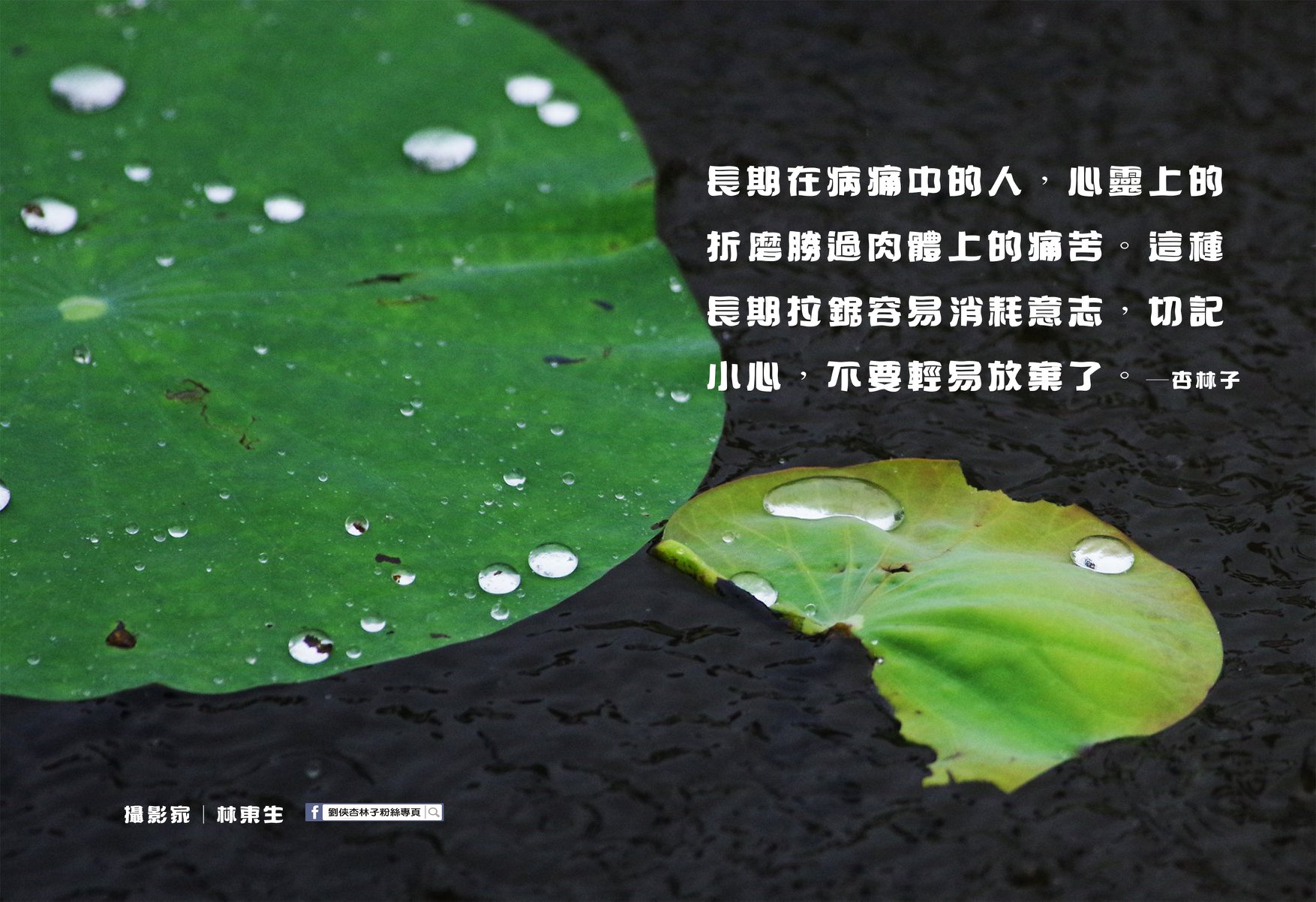 劉俠．杏林子粉絲頁 - 長期在病痛中的人，心靈上的 折磨勝過肉體上的痛苦。這種 長期拉鋸容易消耗意志，切記...