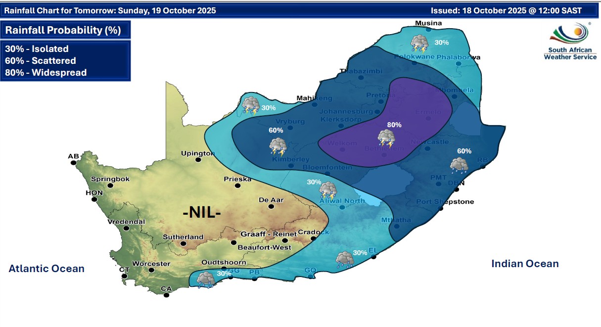 South - 🌧️ Sunday looks wet for parts of SA! Scattered to widespread ...