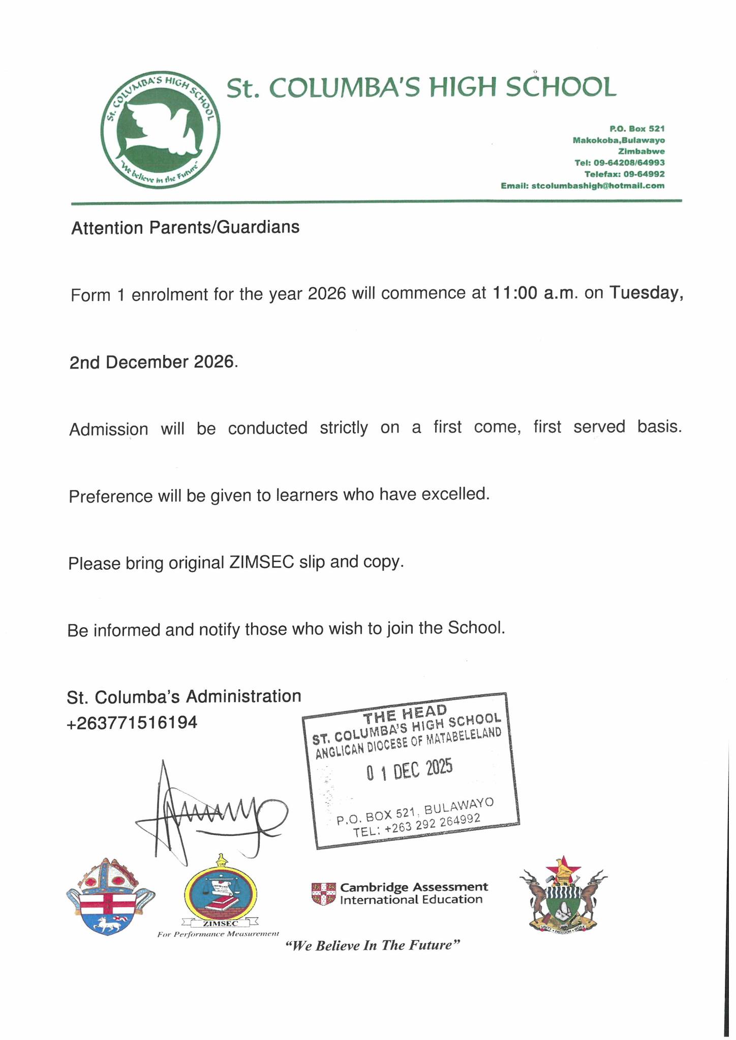 St. Columba's High School in Zimbabwe | Bulawayo