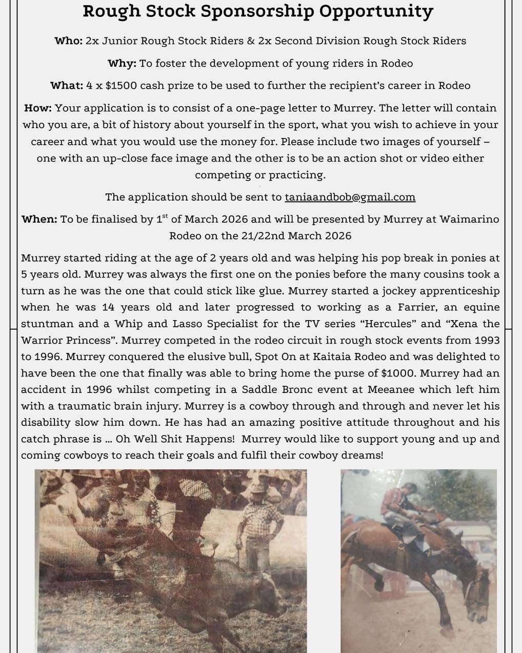 NZ - 🗣️ Calling all Junior & Second Division Rough Stock Riders Murrey ...