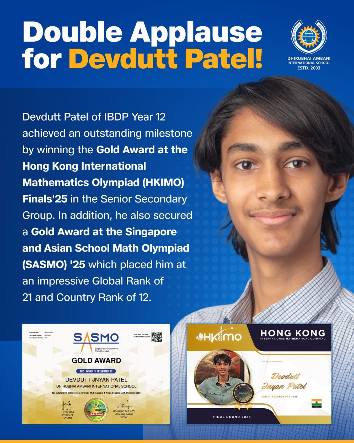 🌟 Double Gold,... - Dhirubhai Ambani International School | Facebook