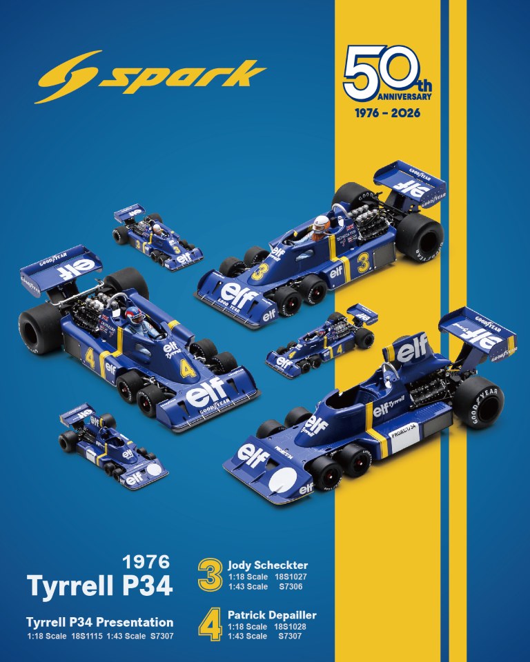 😍 Tyrrell P34 coming in 1/18 and 1/43 by Spark. ⏳ Pre-order