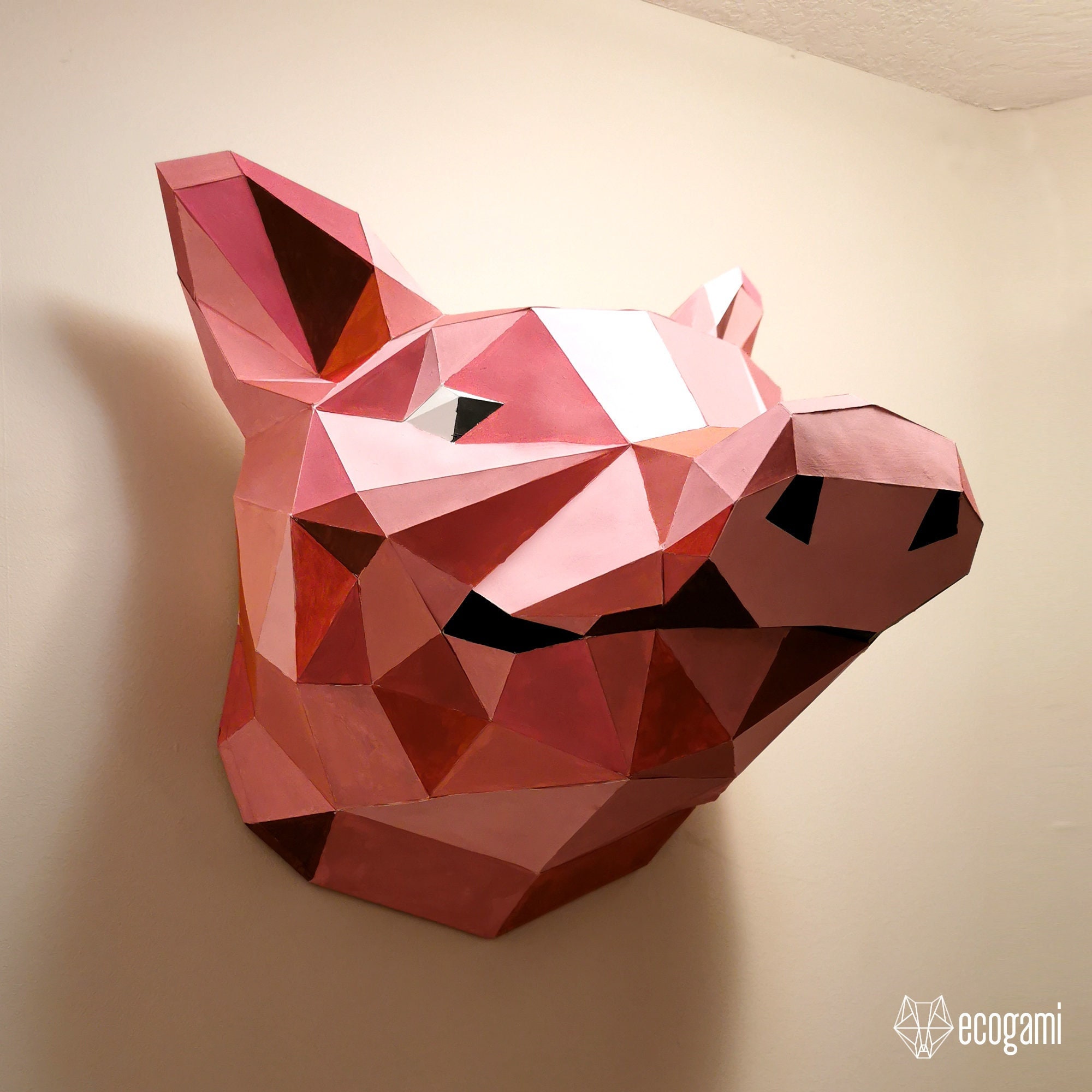 Papercraft - Tête de cochon patron papercraft, puzzle 3D imprimable ...