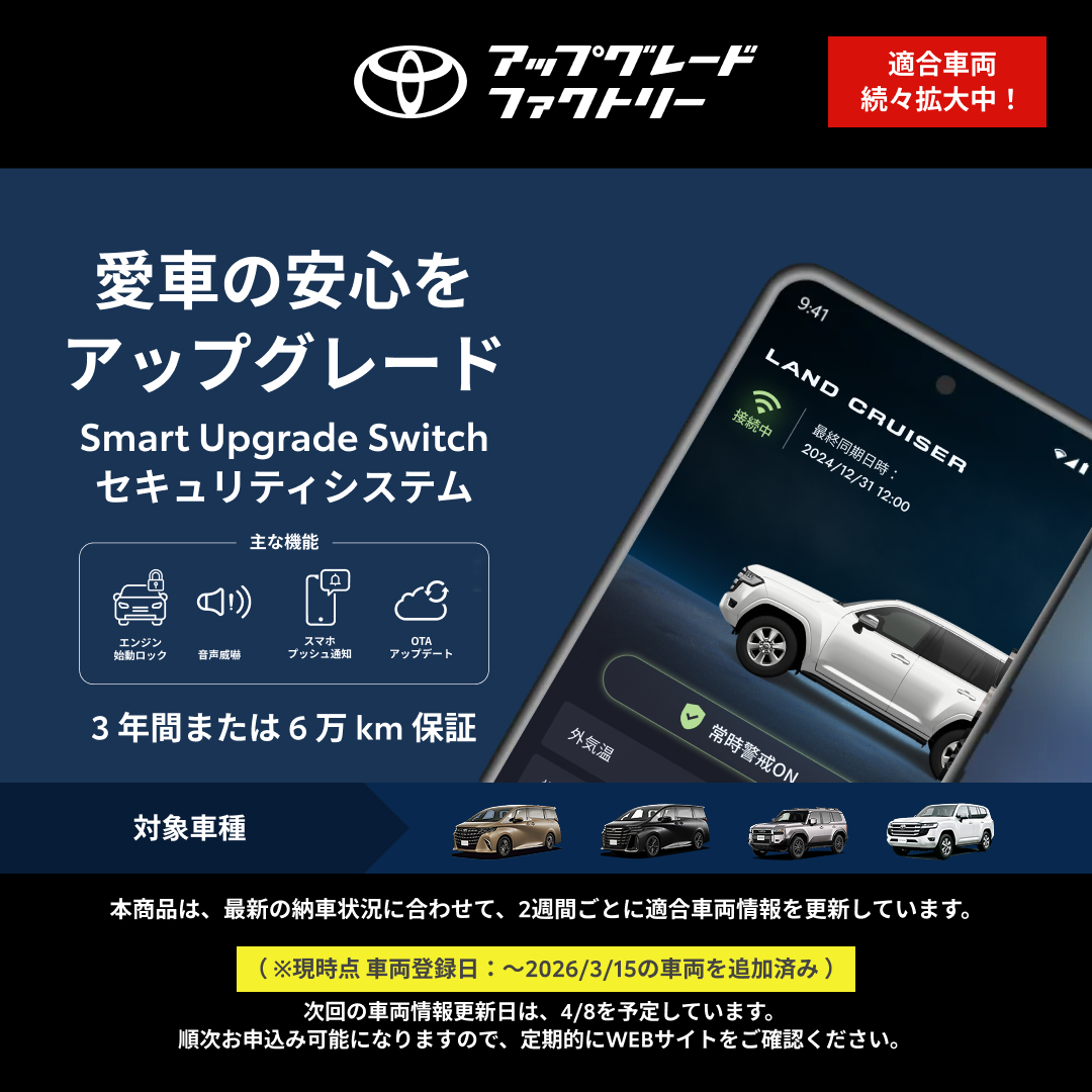 トヨタ アップグレードファクトリーで好評発売中／ 【Smart Upgrade