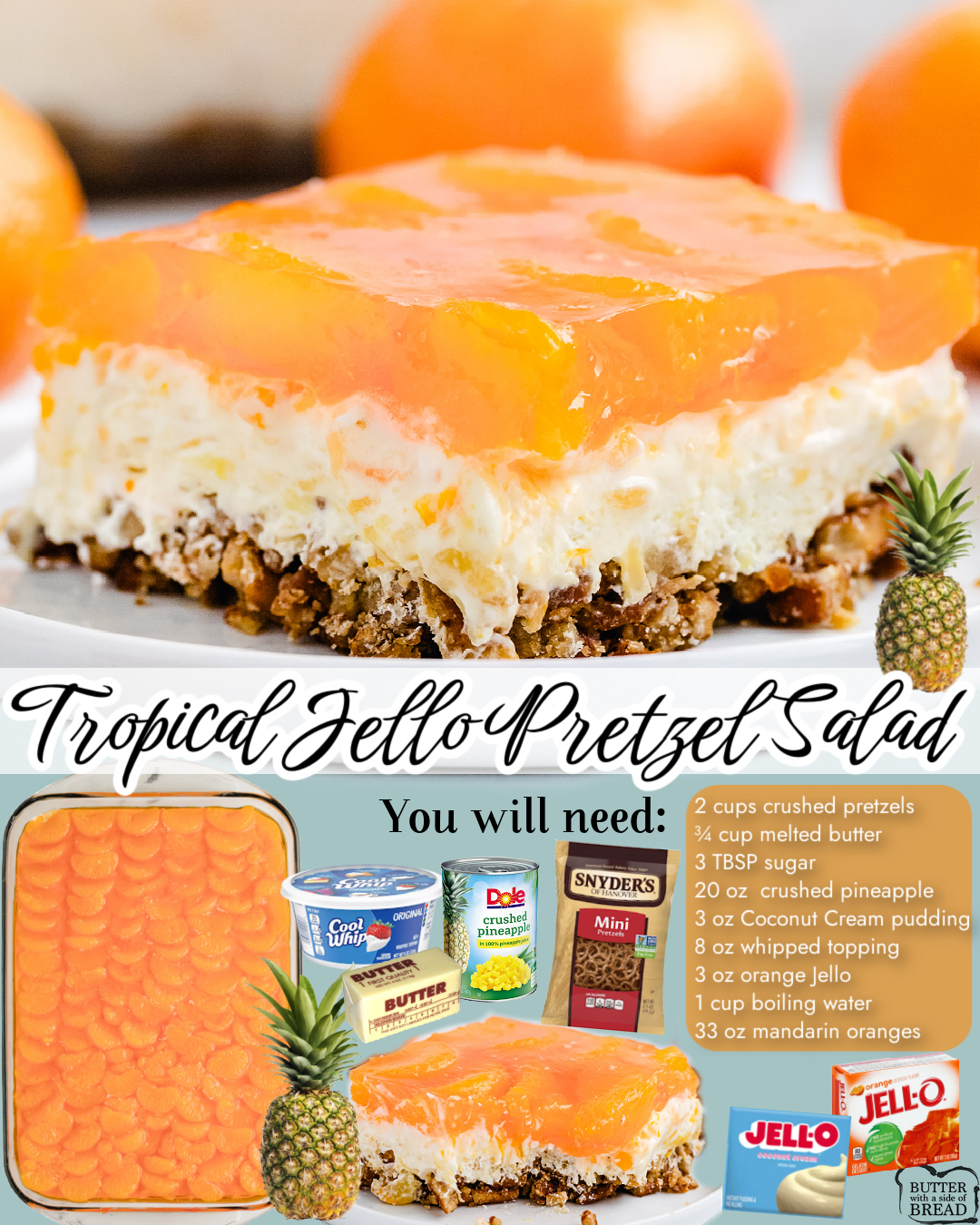 Butter - 🍍🍊🥥 TROPICAL JELLO PRETZEL SALAD~ https ...
