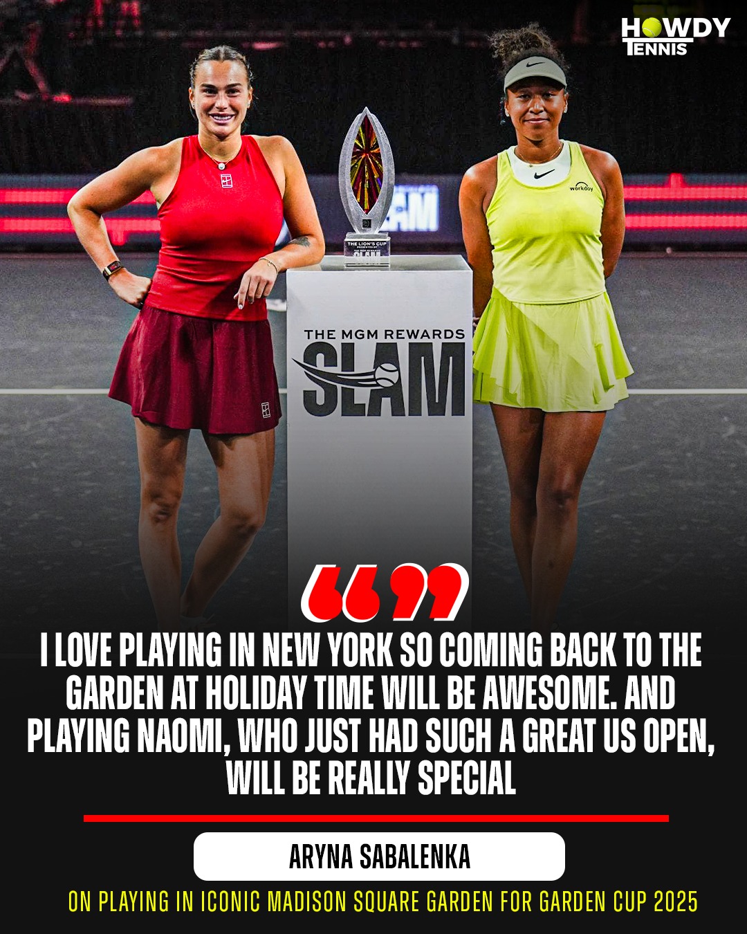 Howdy - Aryna Sabalenka opens up on playing at iconic Madison Square ...