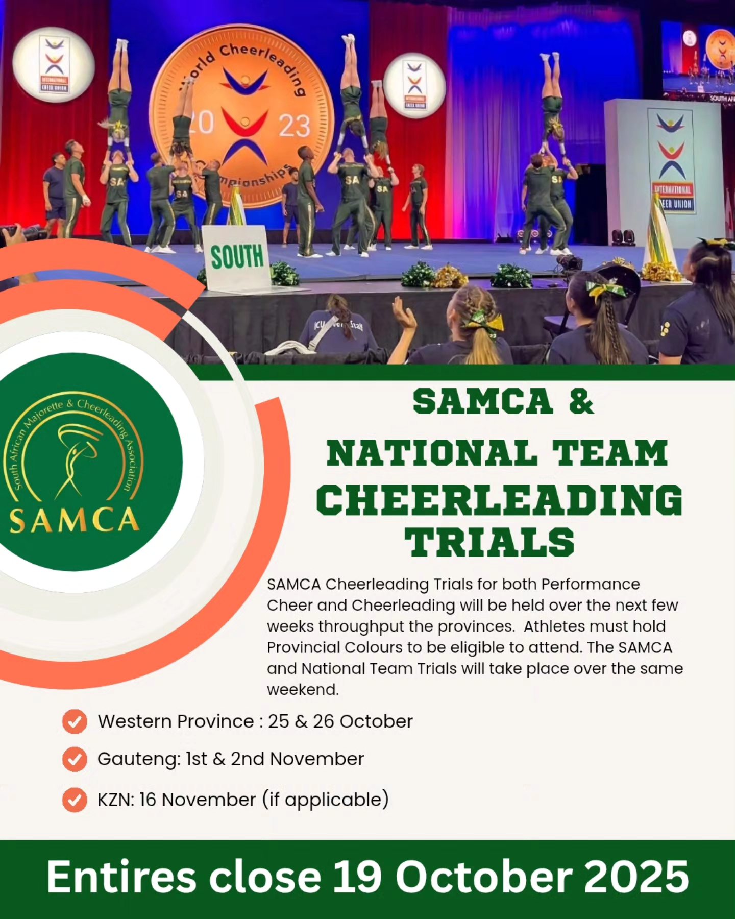 SAMCA - 🇿🇦 SAMCA & National Team Cheerleading Trials 2025! 🇿🇦 Get ready ...