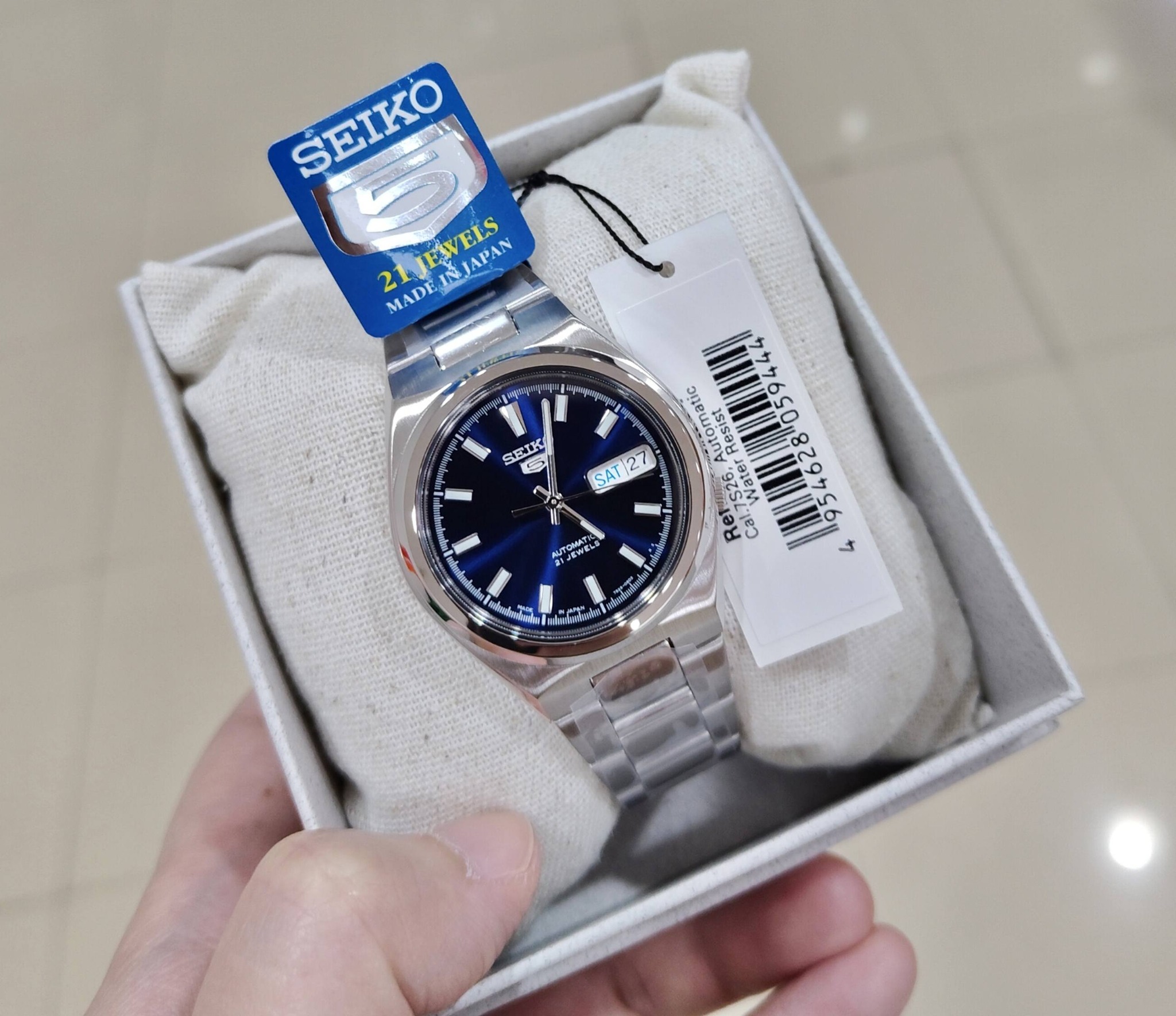 Seiko SNKC51J1 (JAPAN) Seiko 5 Date-Day Stainless Steel Blue Dial 