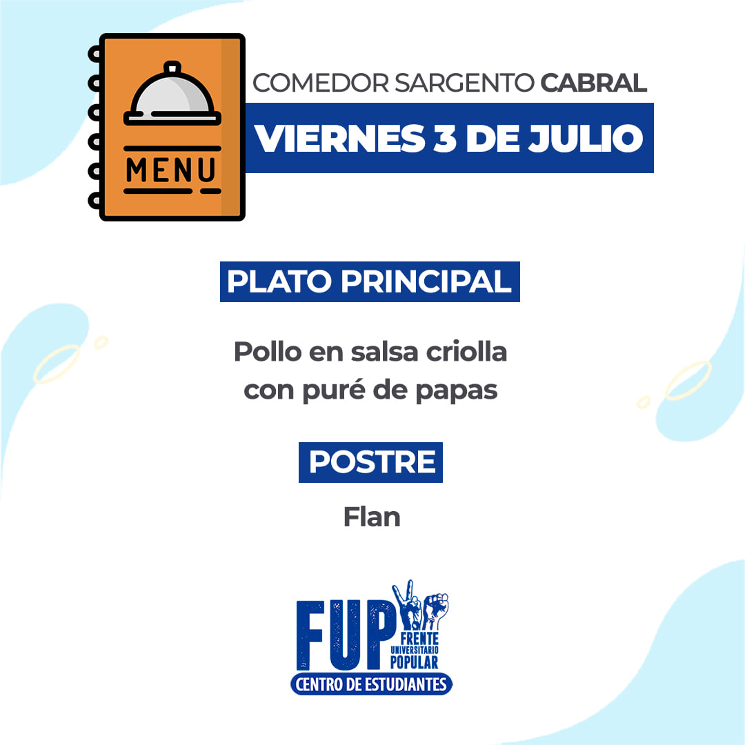 🍽 MENÚ DEL... - Ciclo de Charlas - FUP - Comunicación Social