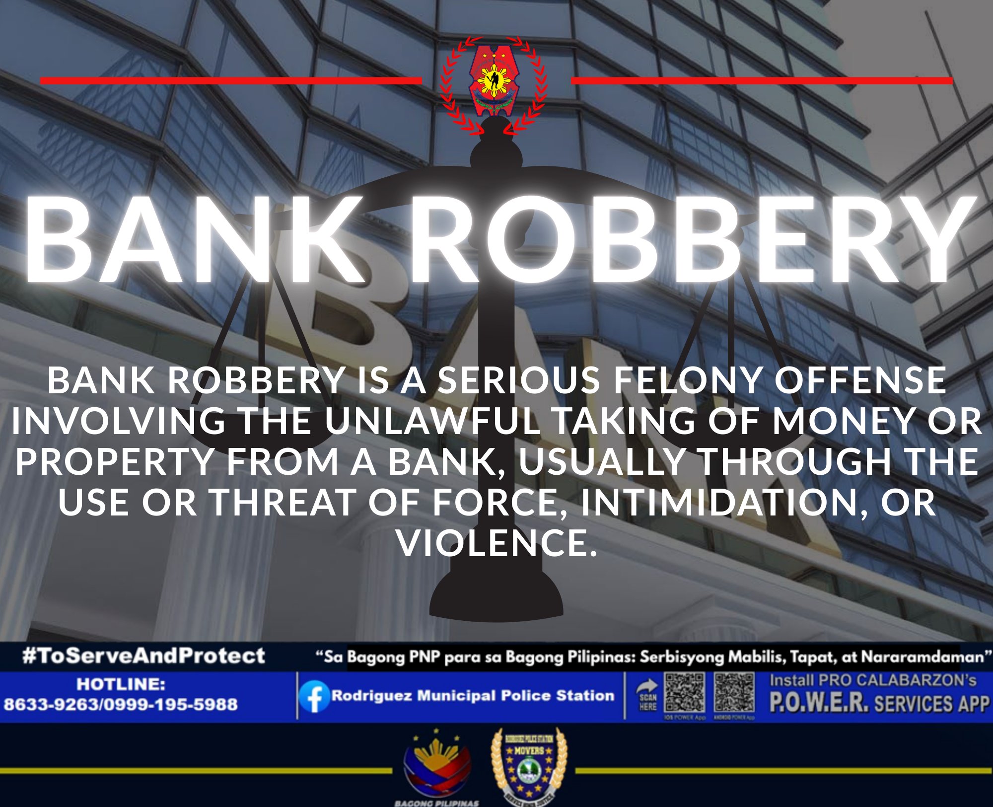 BANK ROBBERY!!... - Rodriguez Municipal Police Station | Facebook