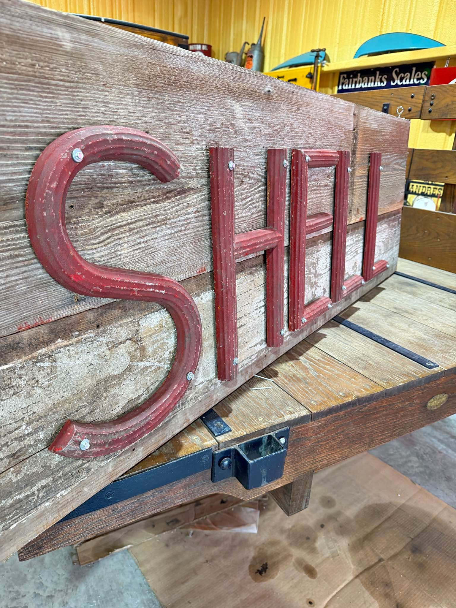 Vintage “Shell” letters from Shell gas station. Cast aluminum. Mounted ...