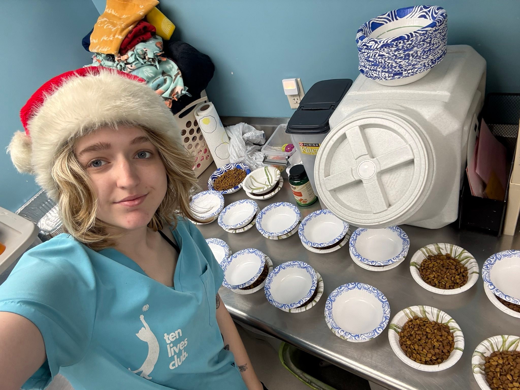 Ten - Des, our wonderful cleaning supervisor making sure alllll kitties ...