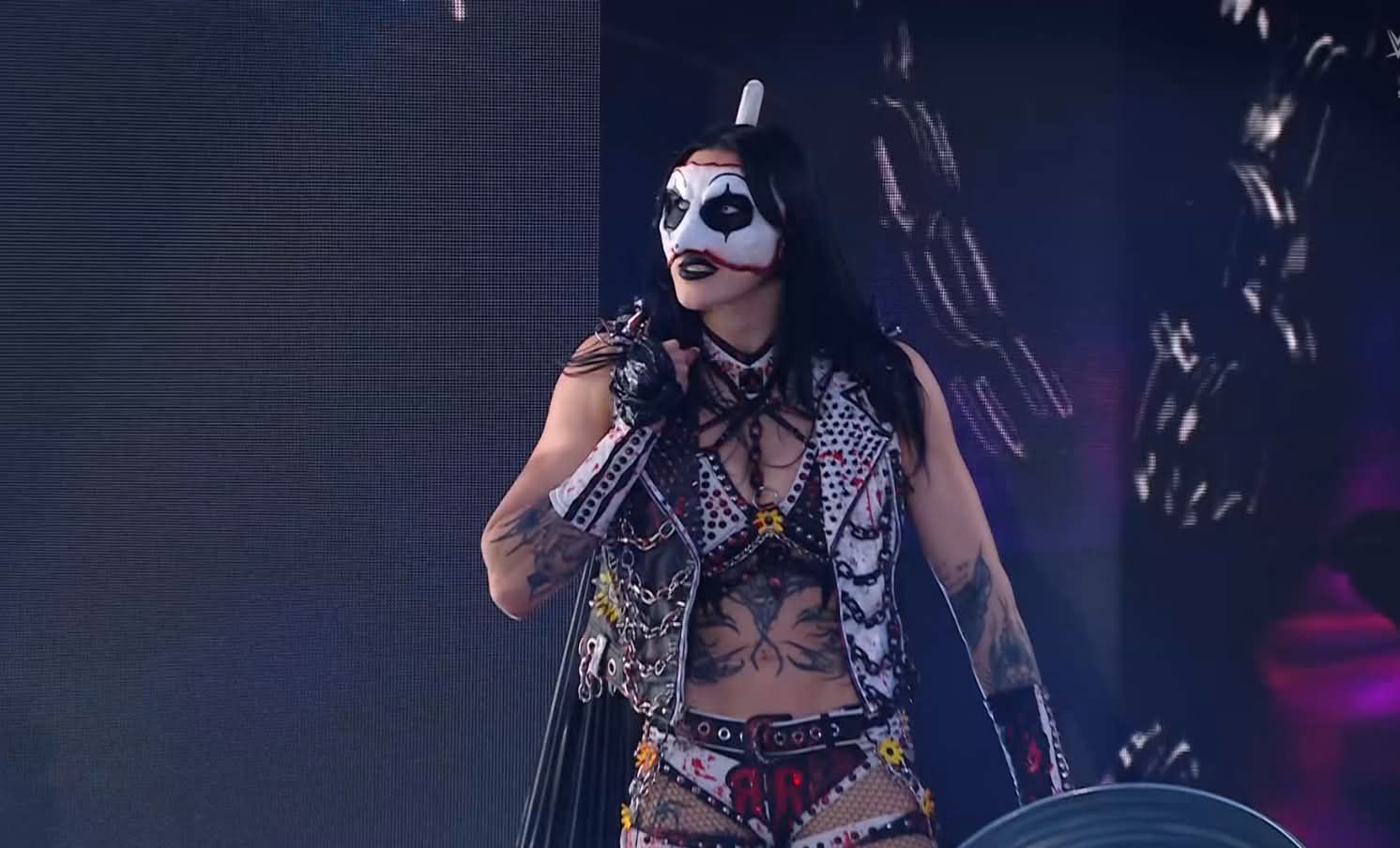 The 434 - Rhea Ripley makes her entrance with a Terrifier Mask | Facebook