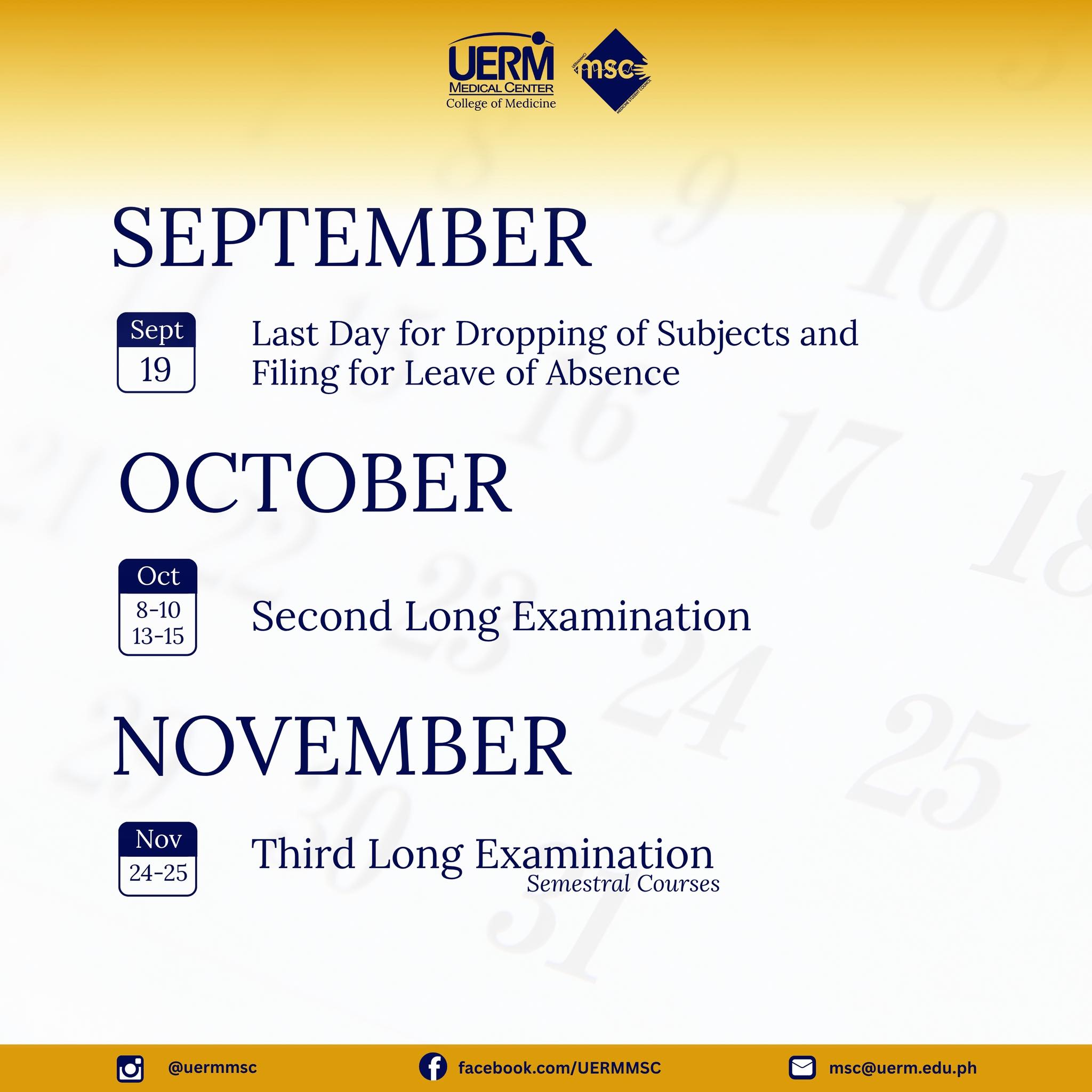 [UERM Academic Calendar... - UERM Medicine Student Council | Facebook