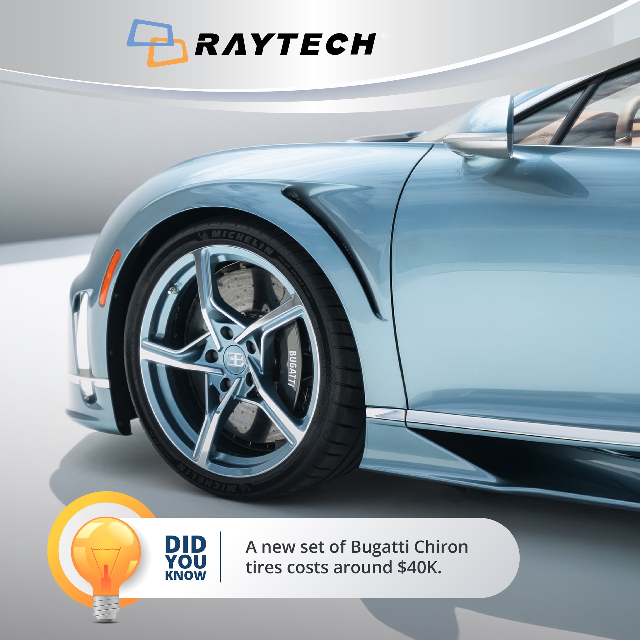 Raytech - Bugatti Chiron's tires, specially engineered to withstand ...