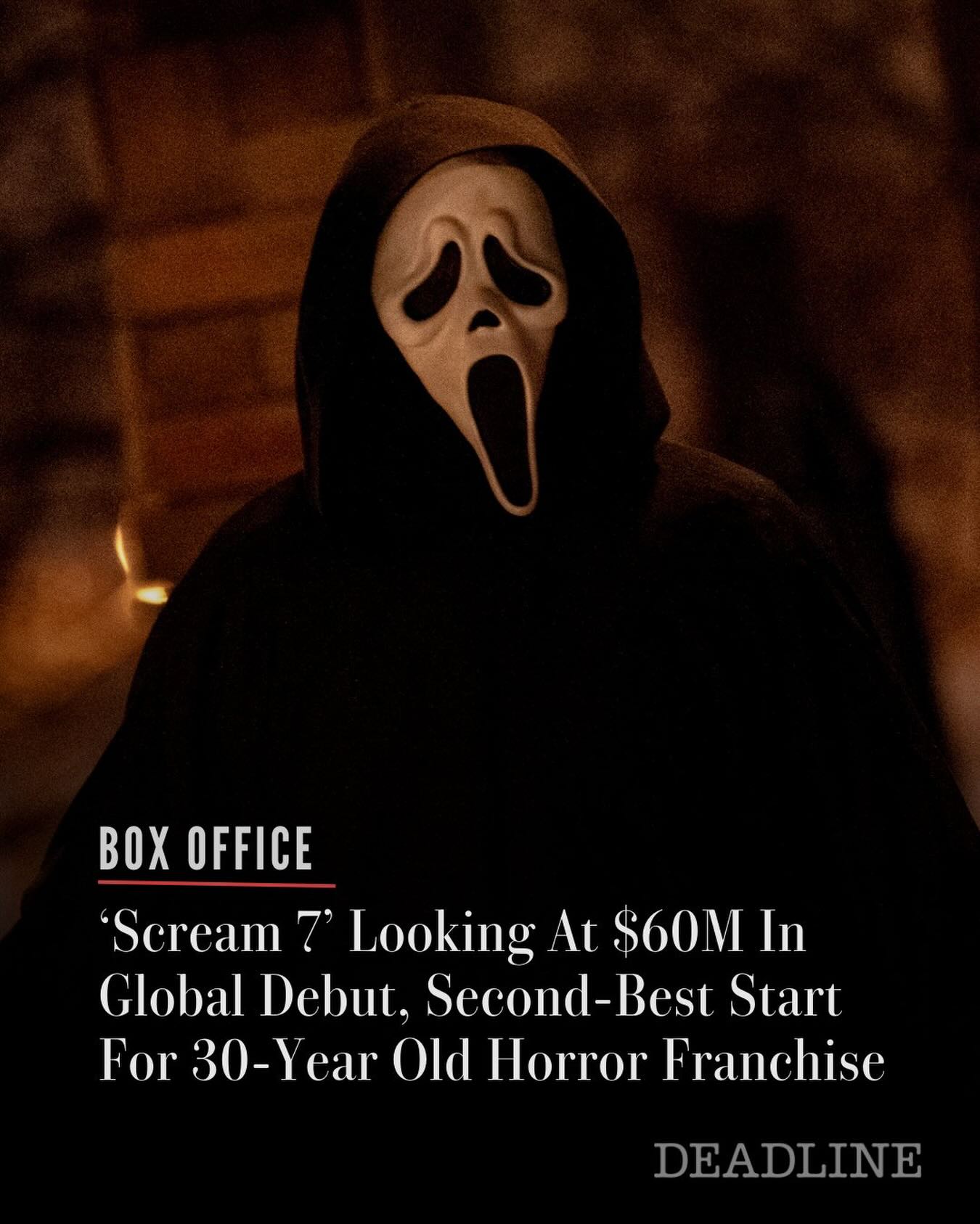 Deadline - Paramount and Spyglass’ #Scream7 is bound for $60M ...