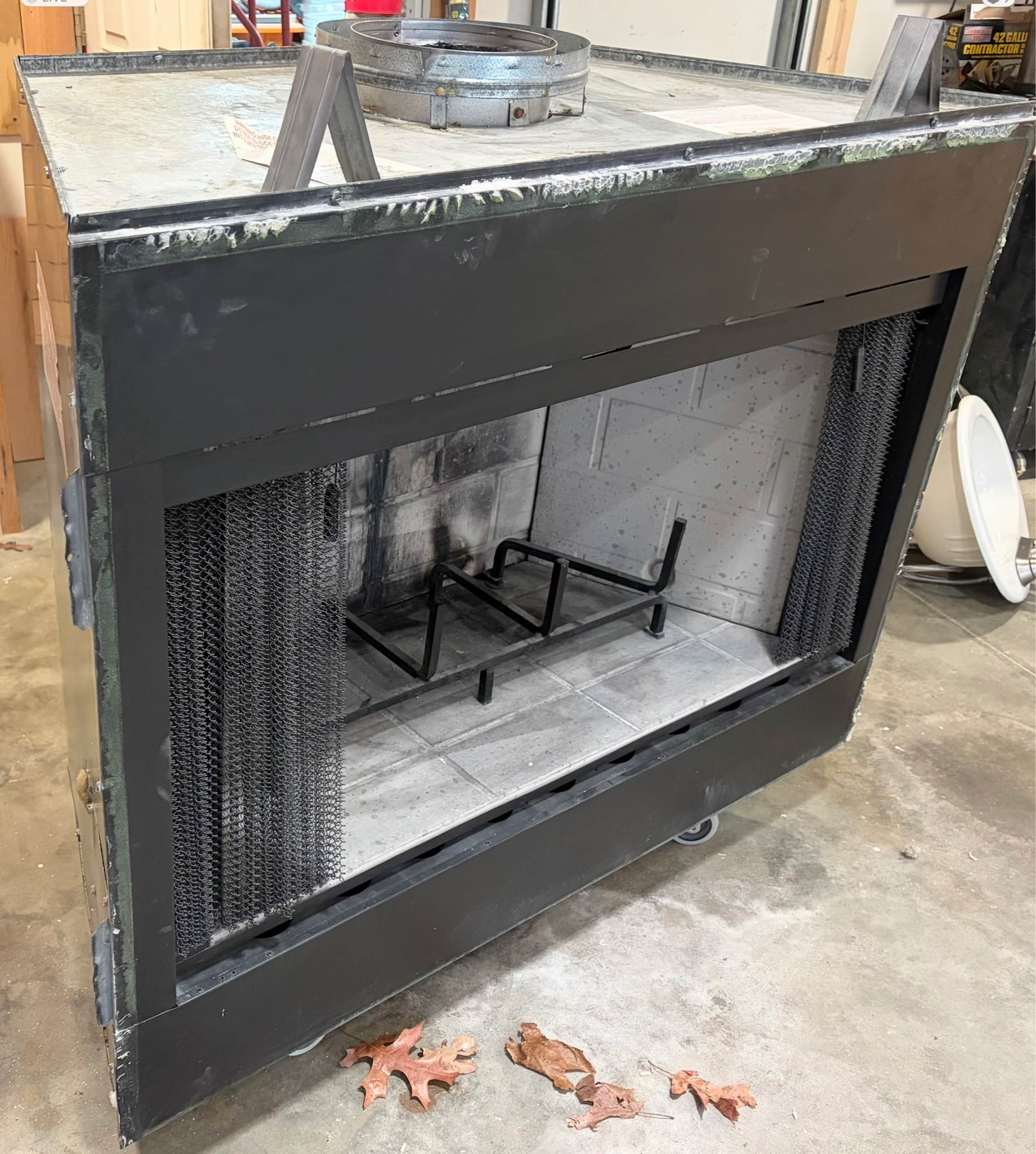 Rarely Used Wood Burning Fireplace Insert & Wood Mantle - Fire Pits