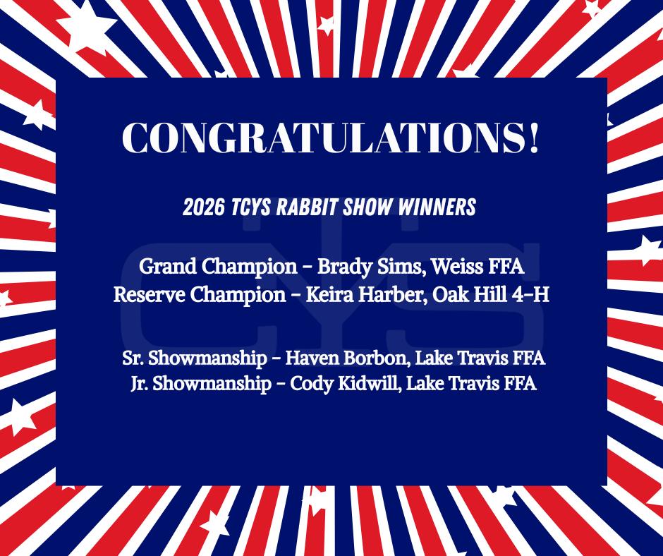 Travis - Congrats to our 2026 Rabbit Show Winners! | Facebook