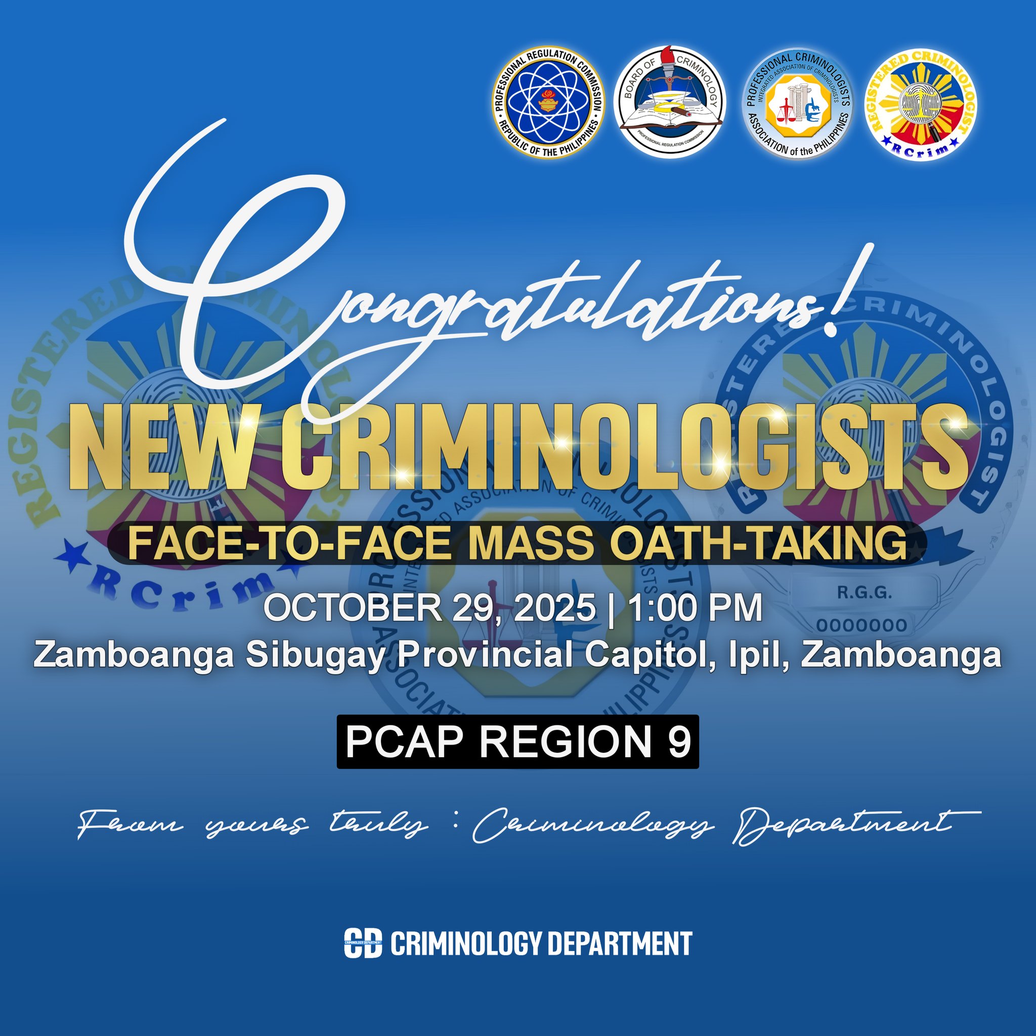 Criminology - “Congratulations NEW CRIMINOLOGISTS” PCAP REGION 9 FACE ...