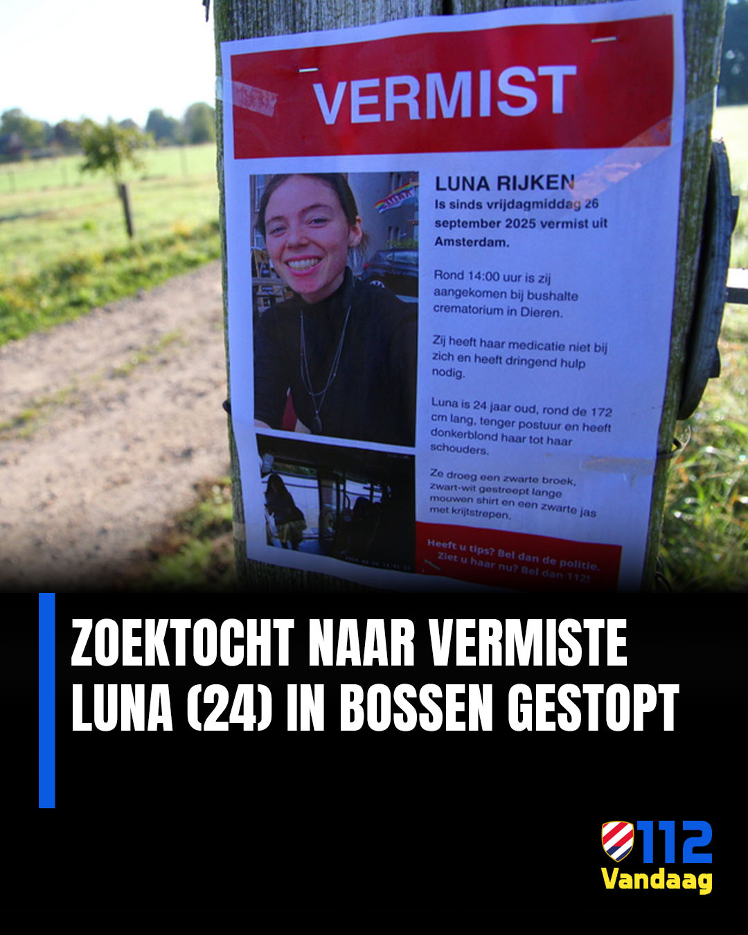 112Vandaag - Zoektocht naar vermiste Luna (24) in bossen... | Facebook
