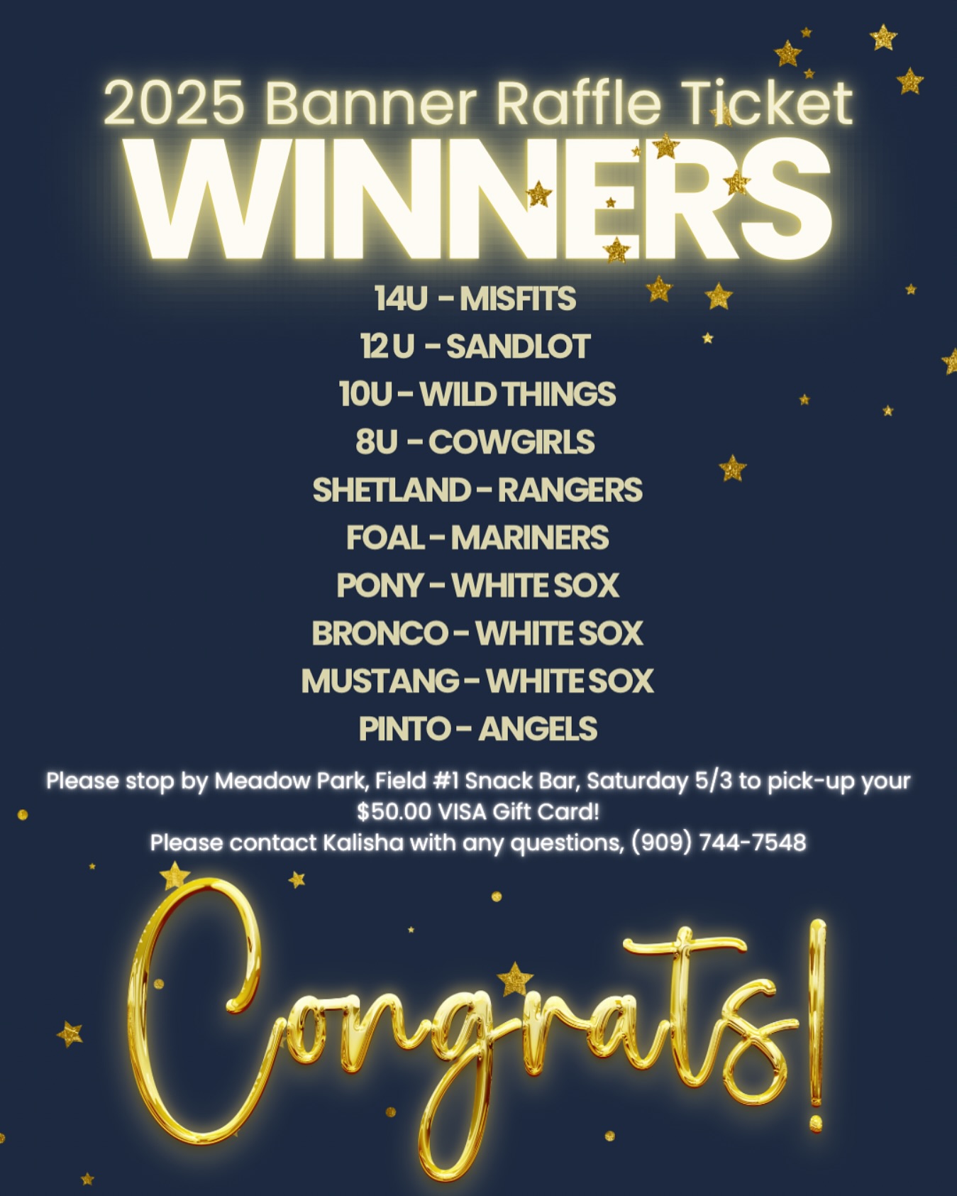 Big - Congratulations to our 2025 Team Banner Raffle Ticket Winners ...