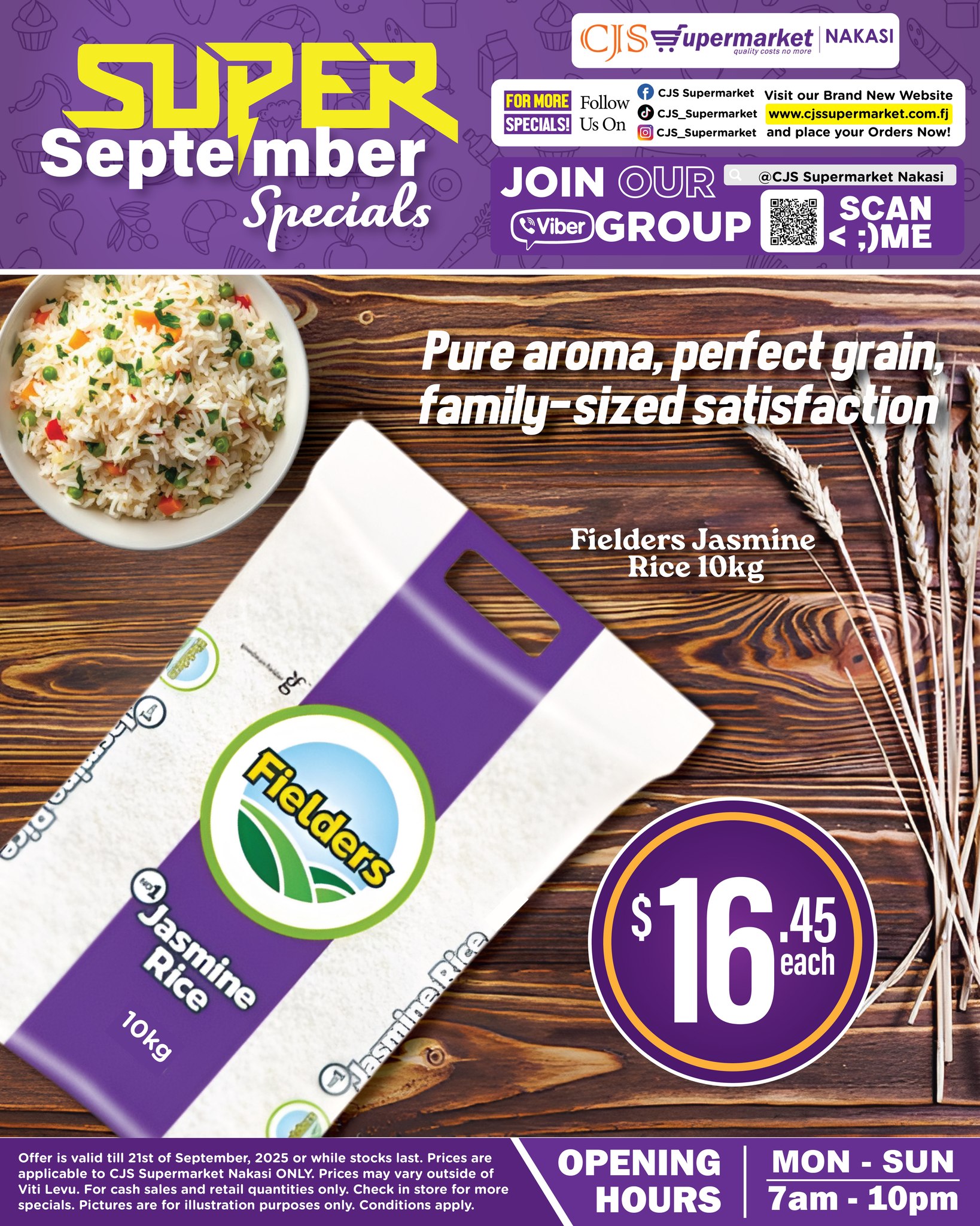 CJS - Fielders Jasmine Rice 10kg for $16.45 each. Valid till 21st of ...