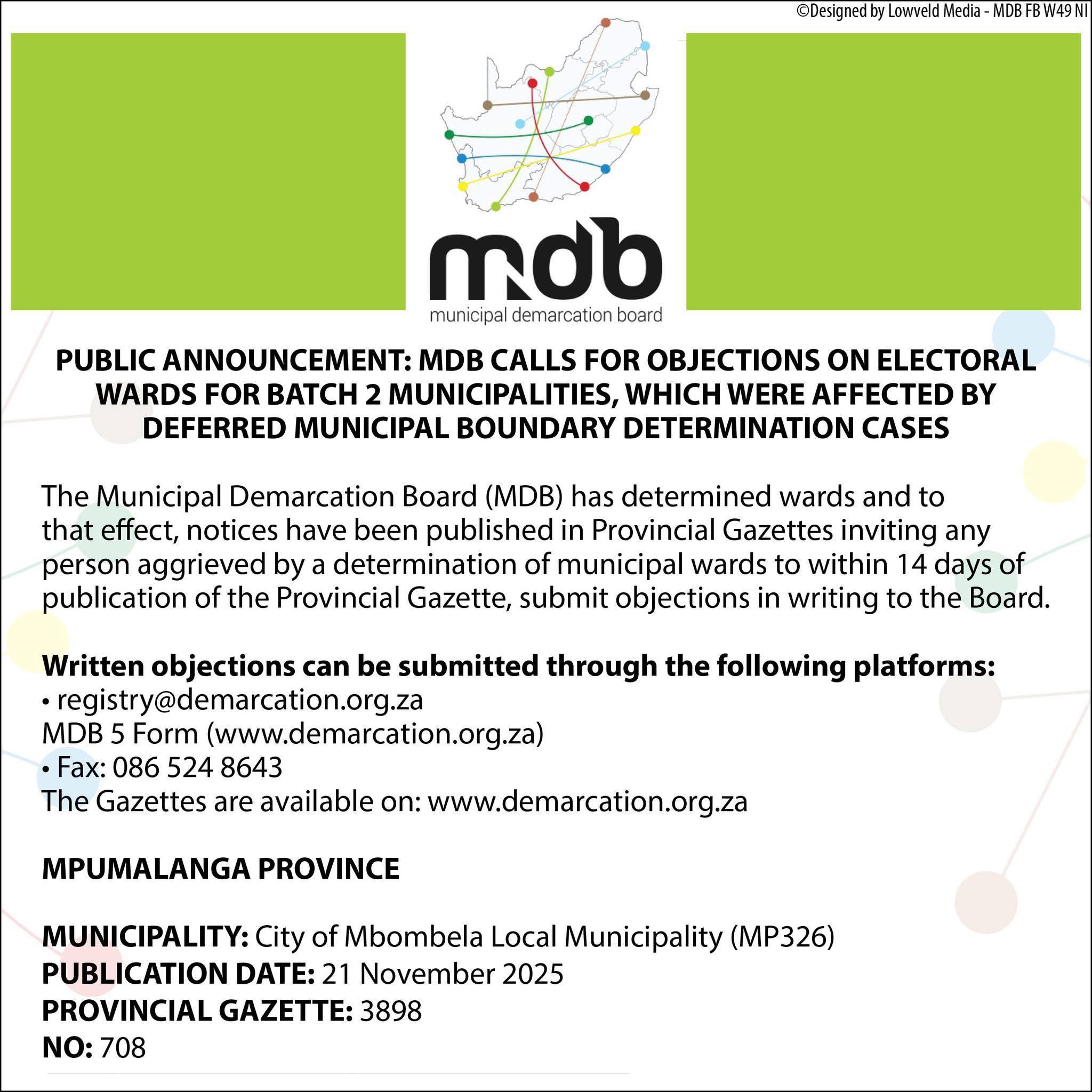 GCIS - NOTICE | The Municipal Demarcation Board has completed the ...