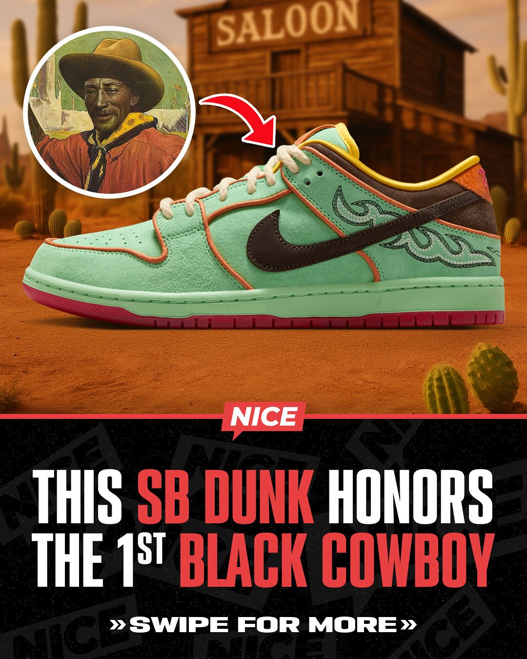 The upcoming “Rodeo” Nike SB Dunk Low is inspired by the poster
